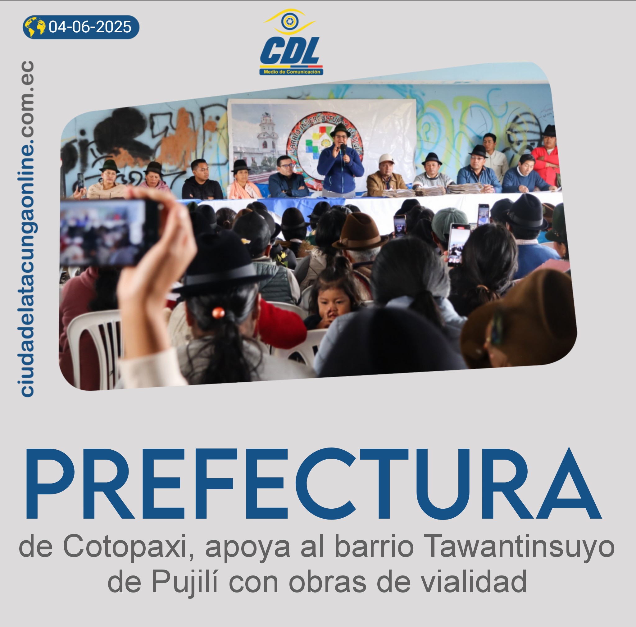 Pefectura de Cotopaxi, apoya al barrio Tawantinsuyo de Pujilí con obras de vialidad