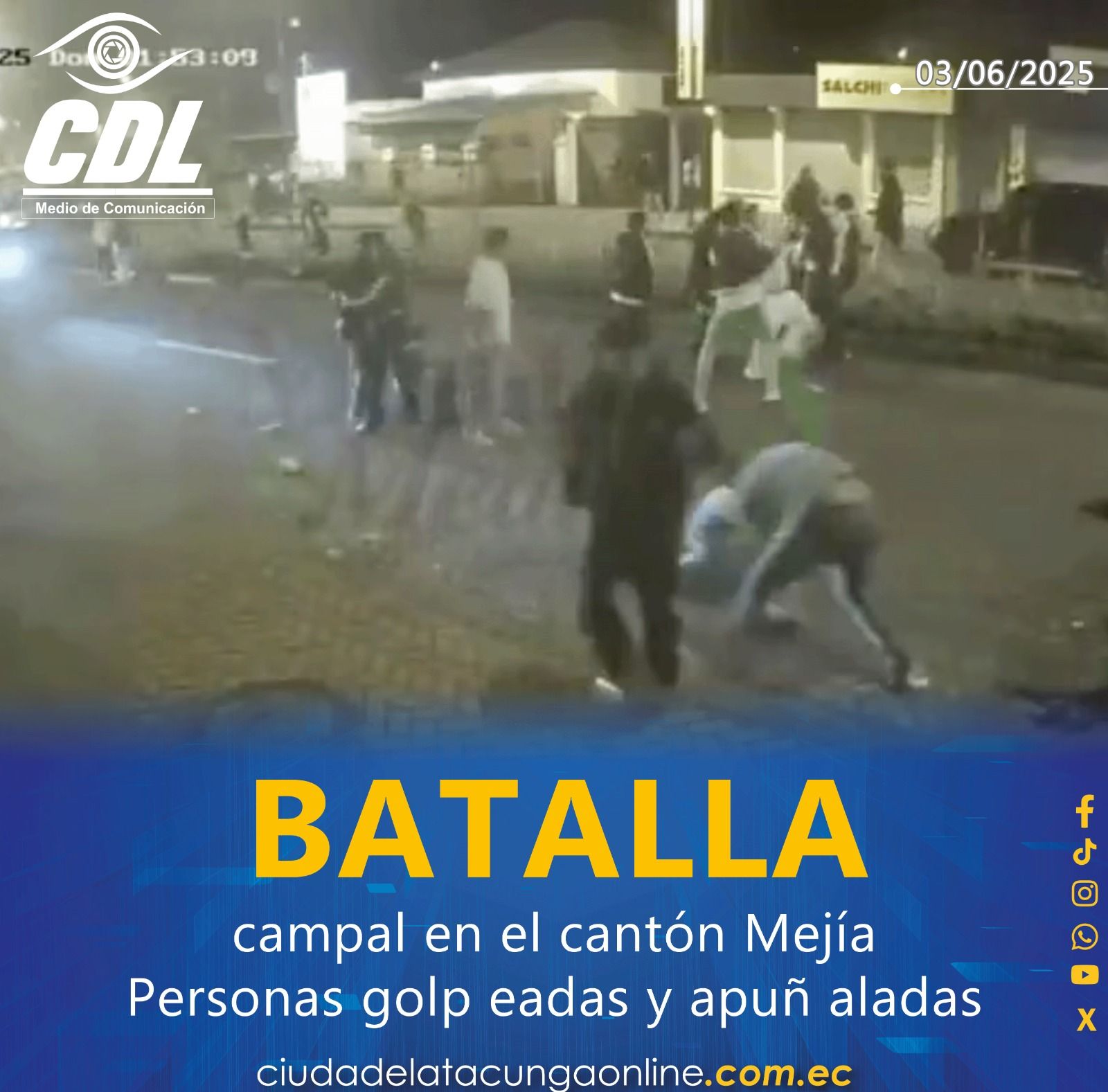 Batalla campal en el cantón Mejía Personas golpea das y apuñaladas