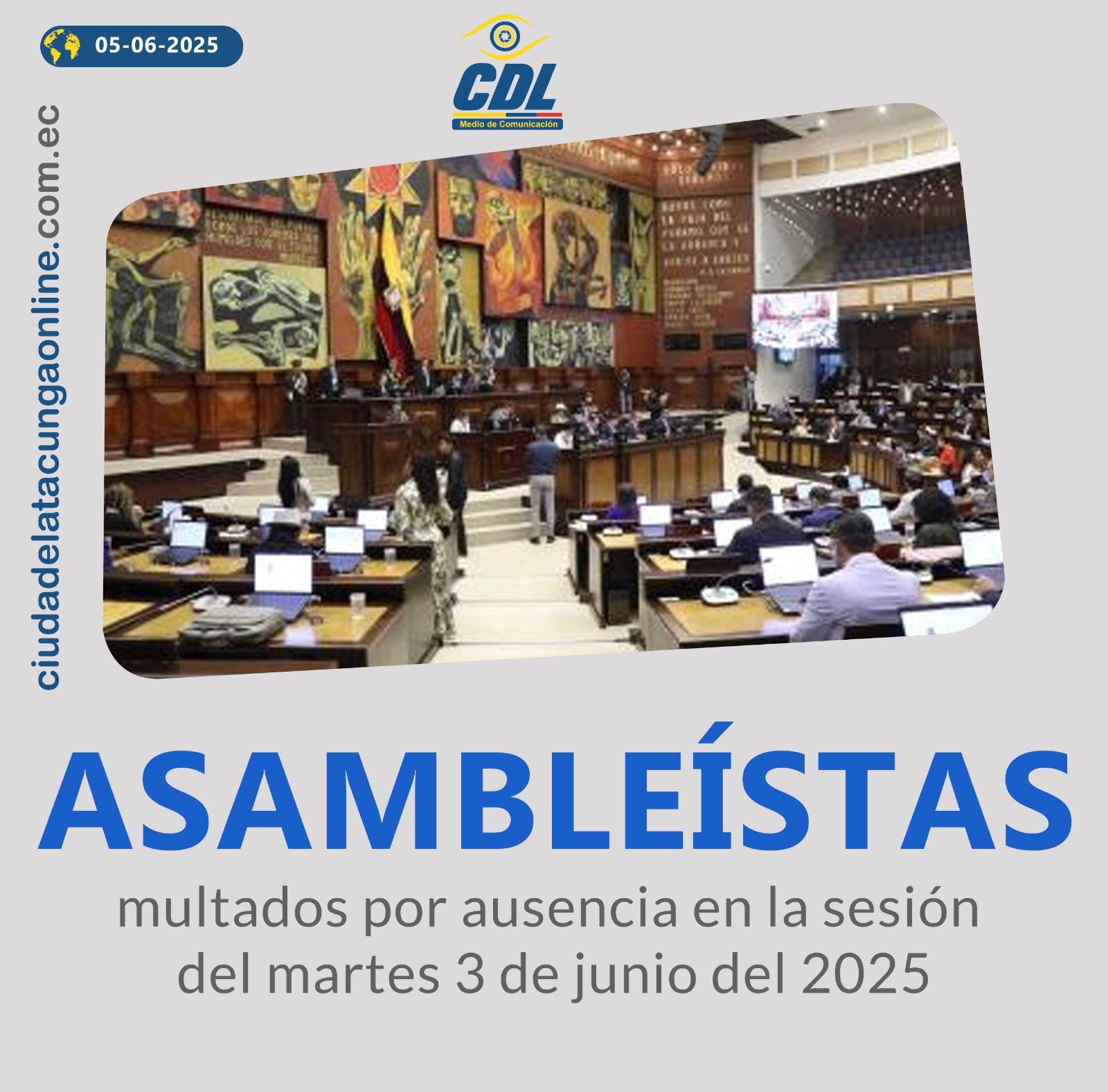 27 asambleístas multados por ausencia en la sesión del martes 3 de junio del 2025