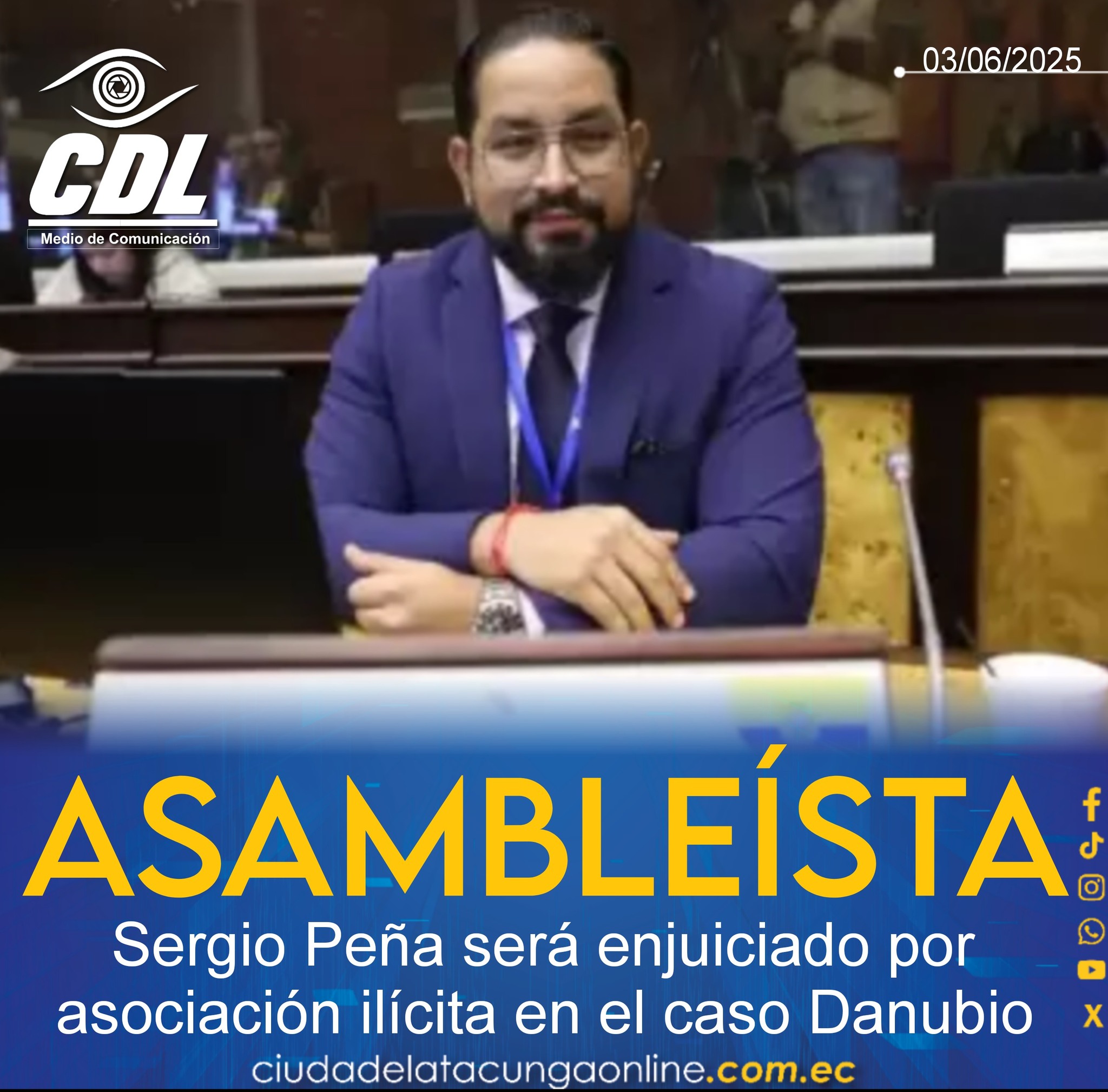 El asambleísta Sergio Peña será enjuiciado por asociación ilícita en el caso Danubio