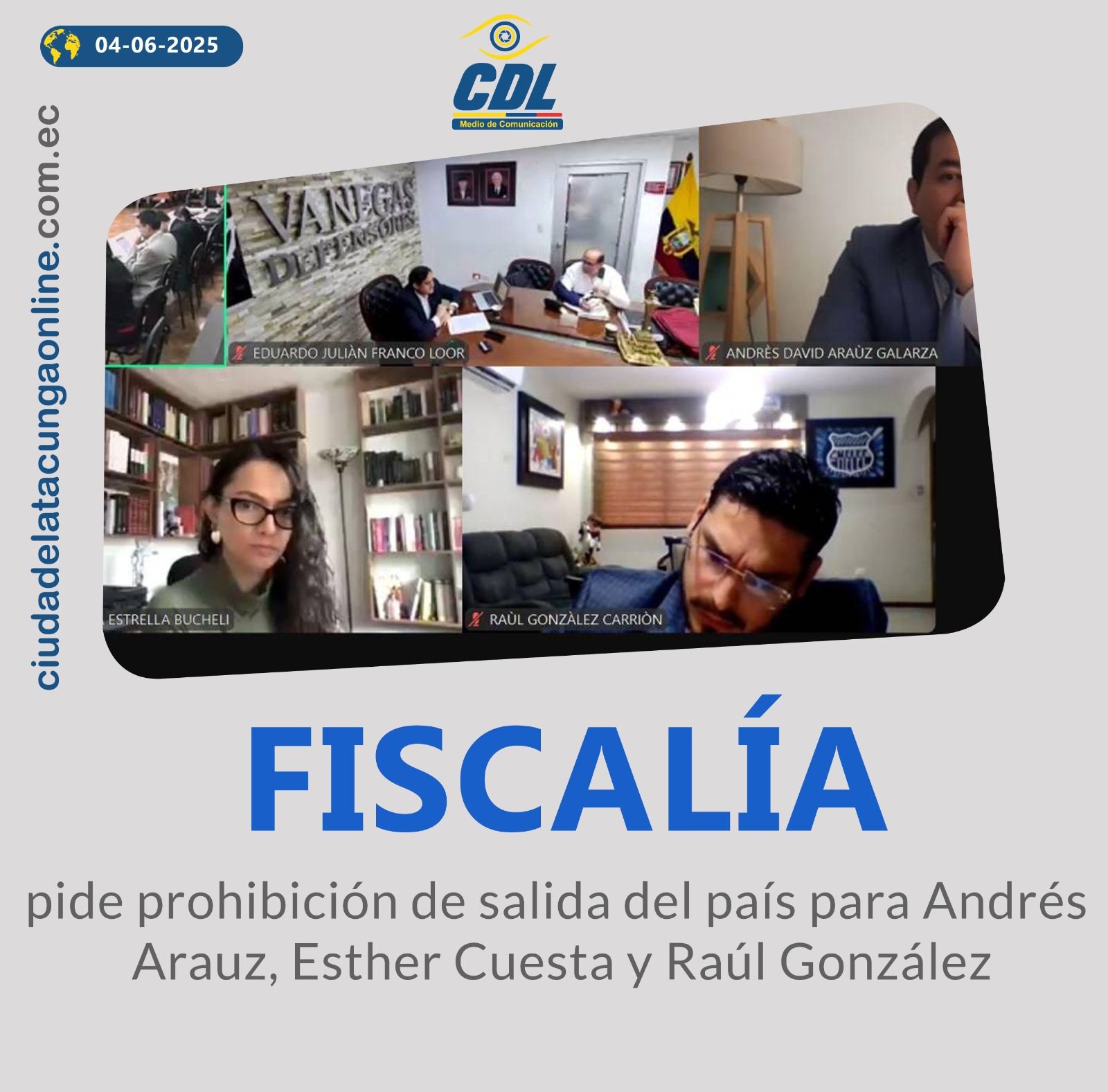 Fiscalía pide prohibición de salida del país para Andrés Arauz, Esther Cuesta y Raúl González
