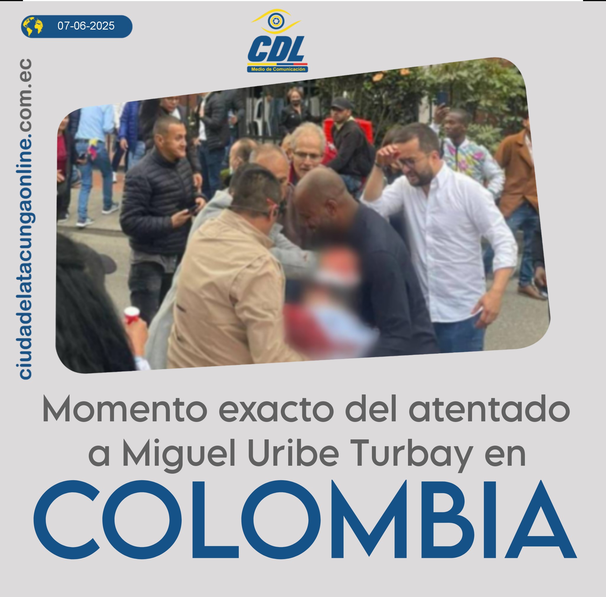 Momento exacto del atentado a Miguel Uribe Turbay en Colombia