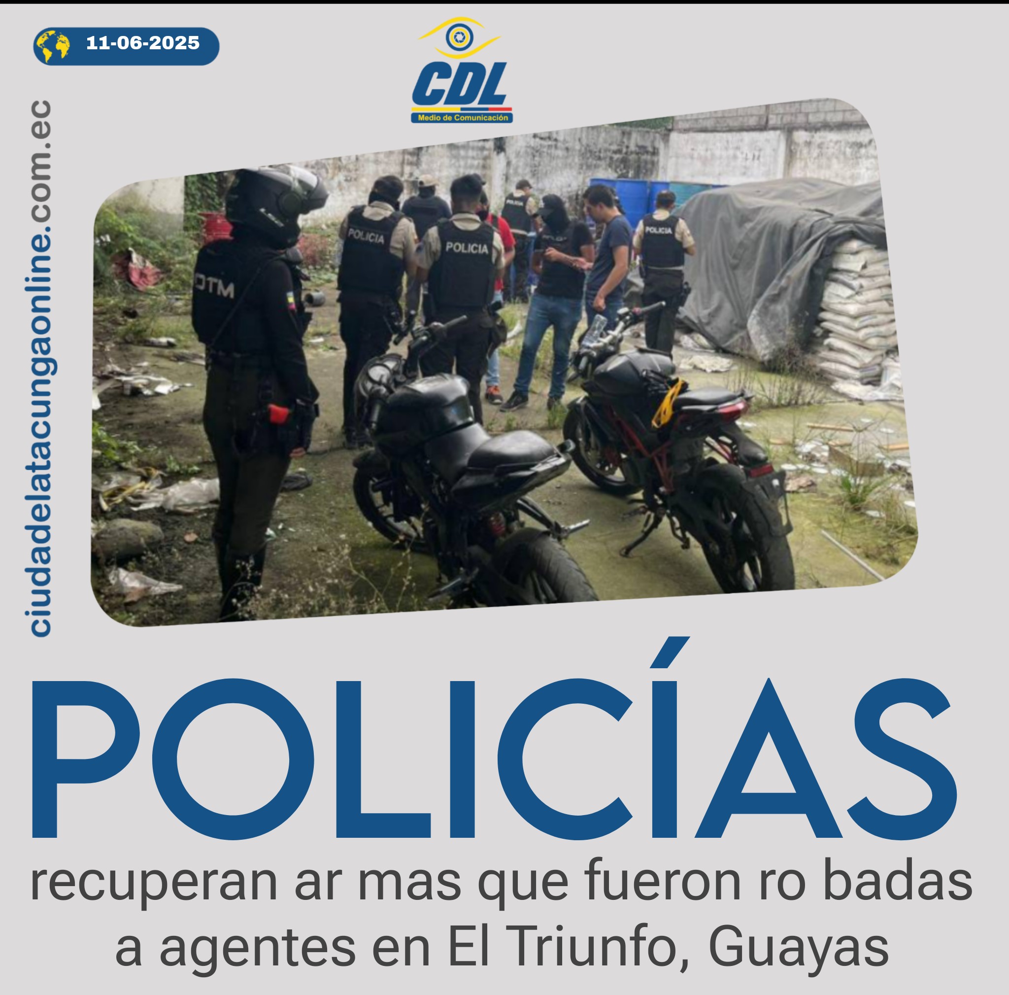 Policías recuperan armas que fueron robadas a agentes en El Triunfo, Guayas