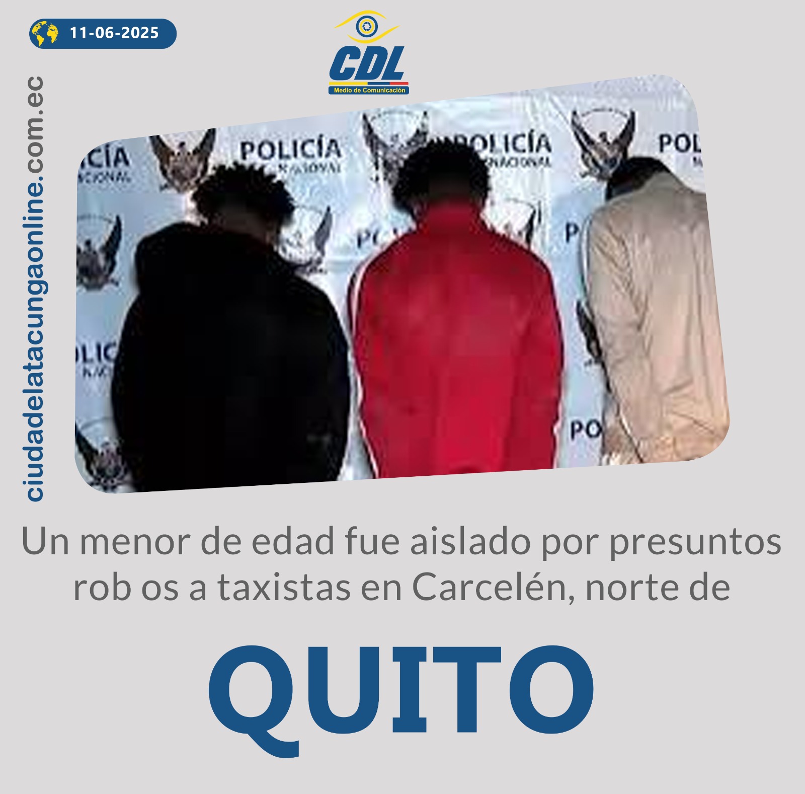 Un menor de edad fue aislado por presuntos robos a taxistas en Carcelén, norte de Quito