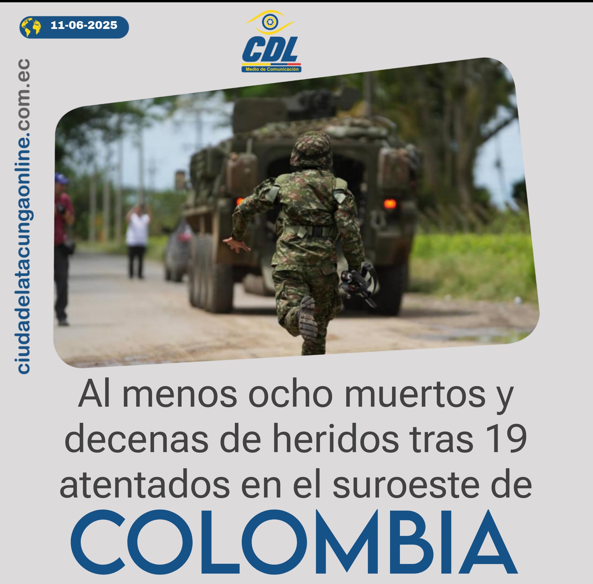 Al menos ocho muertos y decenas de heridos tras 19 atentados en el suroeste de Colombia