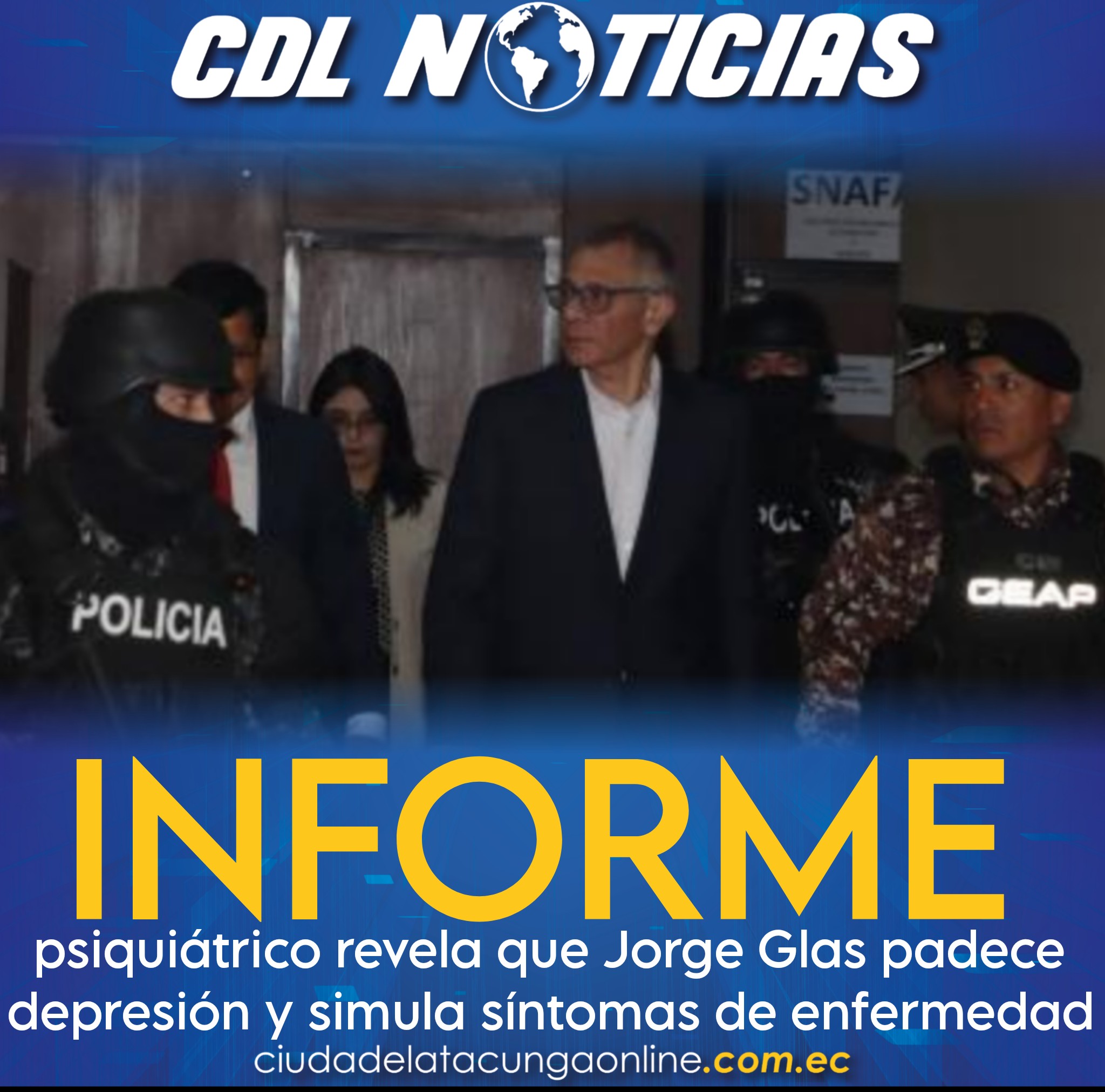 Informe psiquiátrico revela que Jorge Glas padece depresión y simula síntomas de enfermedad