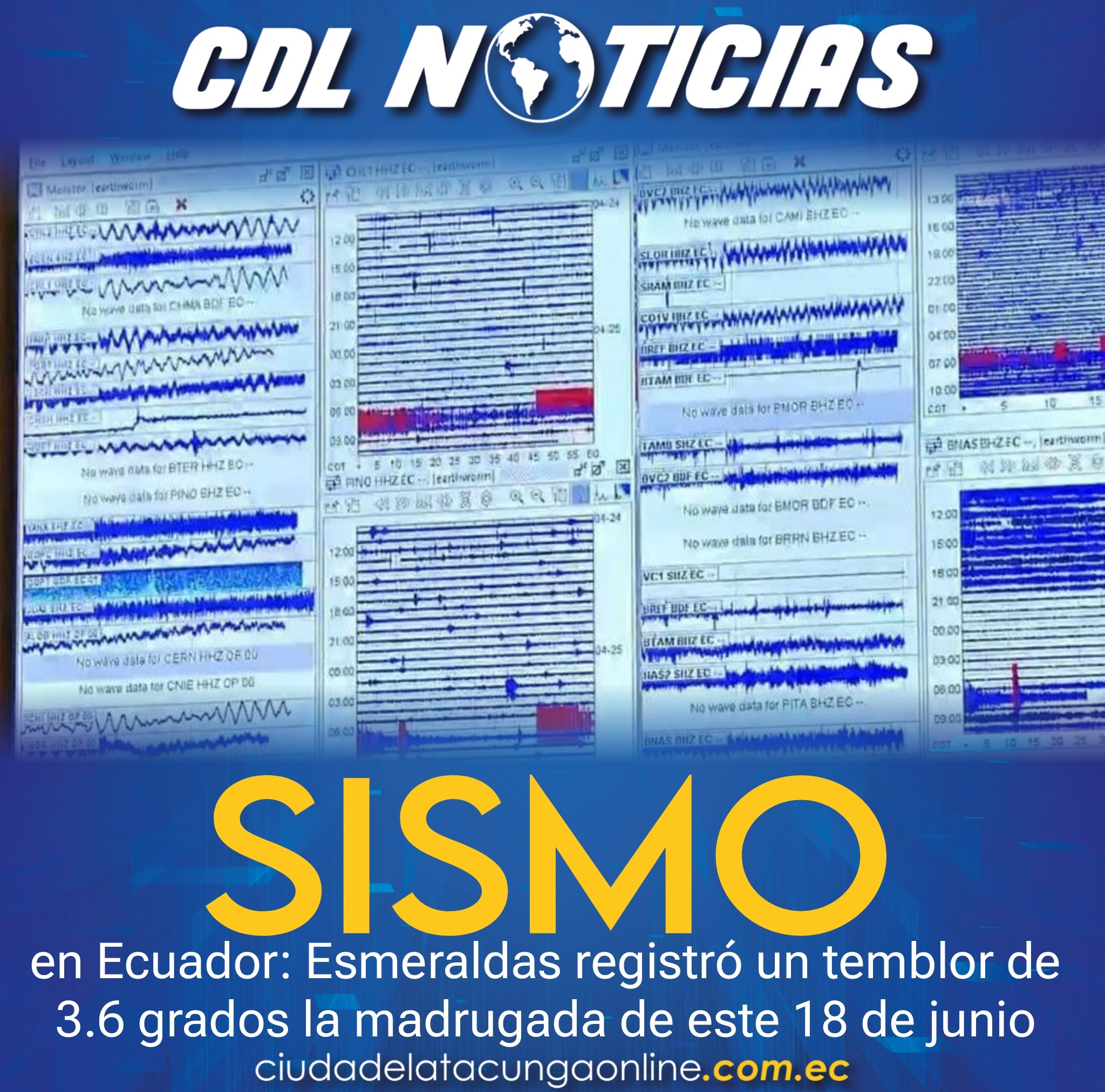 Sismo en Ecuador: Esmeraldas registró un temblor de 3.6 grados la madrugada de este 18 de junio