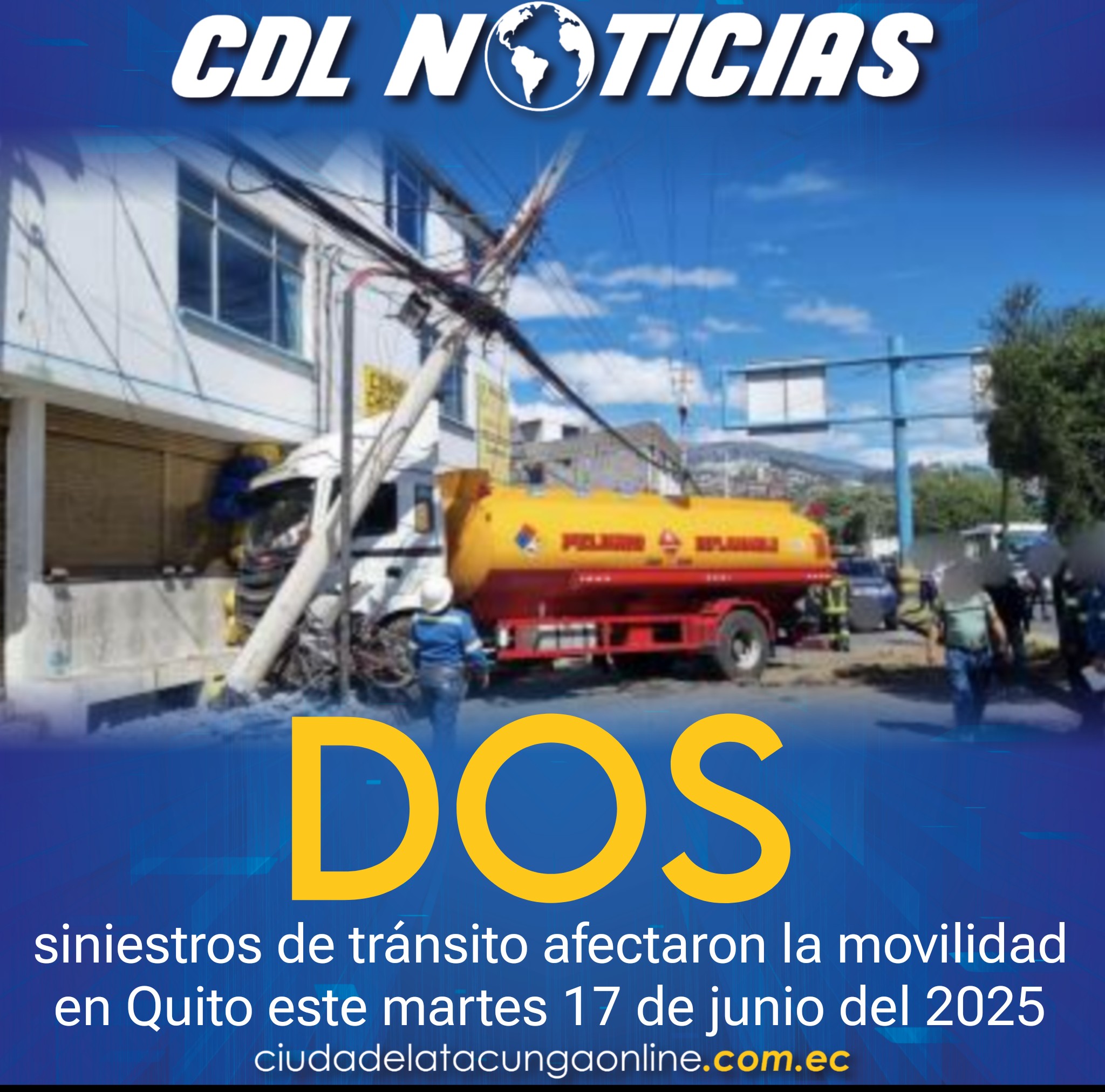 Dos siniestros de tránsito afectaron la movilidad en Quito este martes 17 de junio del 2025