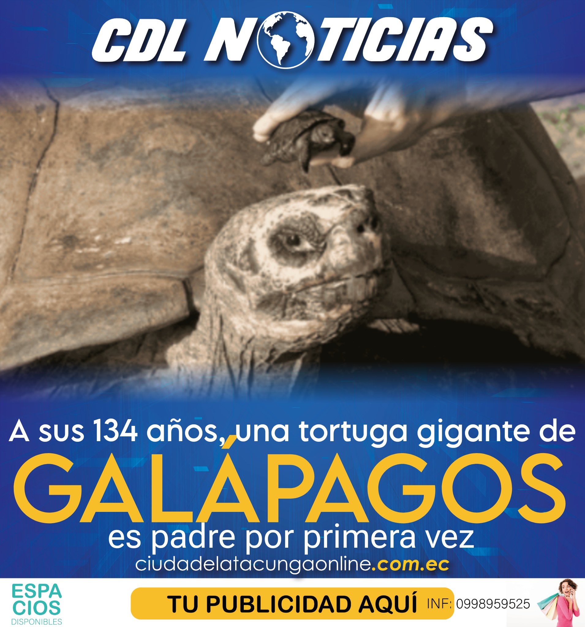 A sus 134 años, una tortuga gigante de Galápagos es padre por primera vez