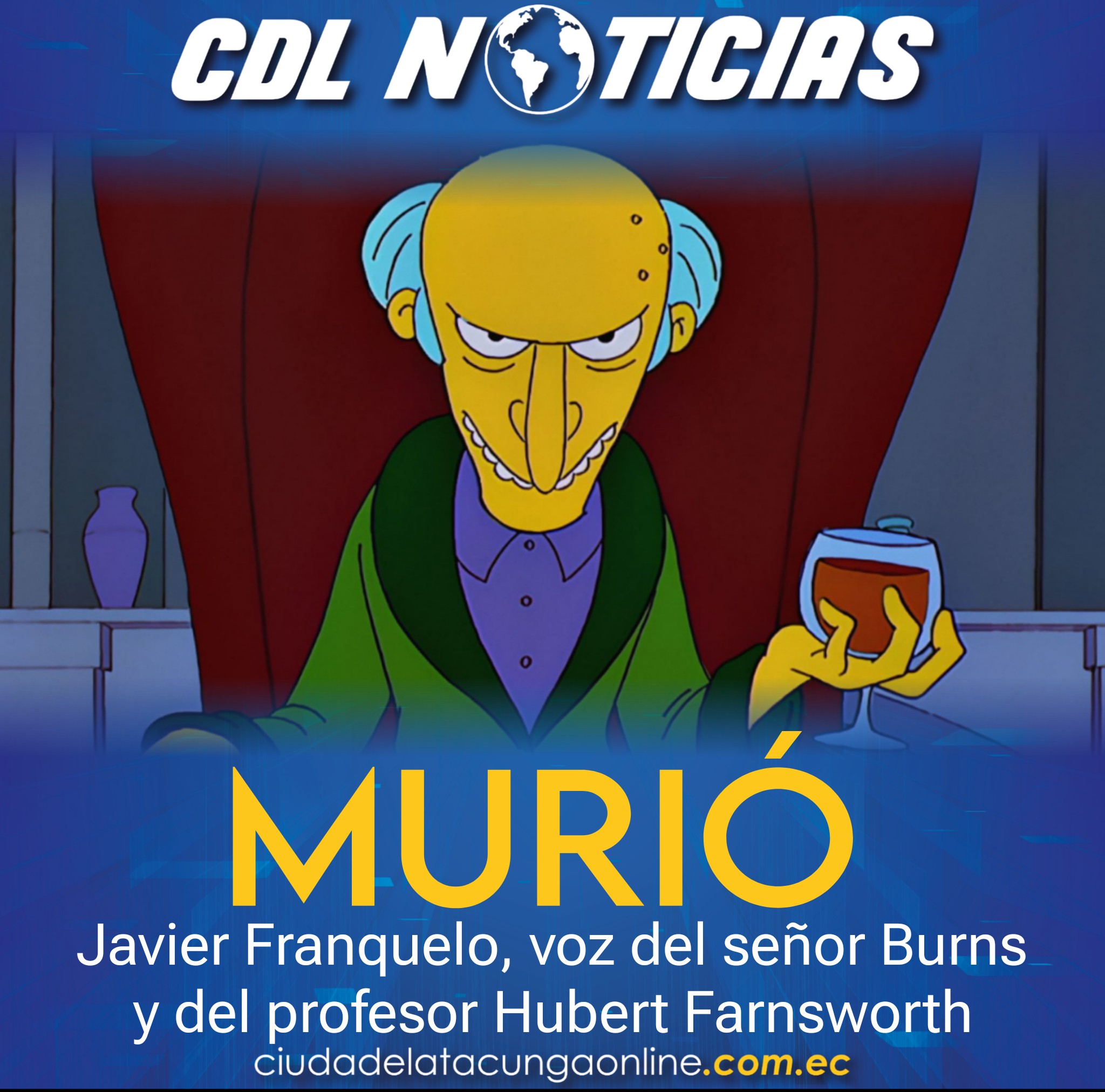 Muere Javier Franquelo, voz del señor Burns y del profesor Hubert Farnsworth