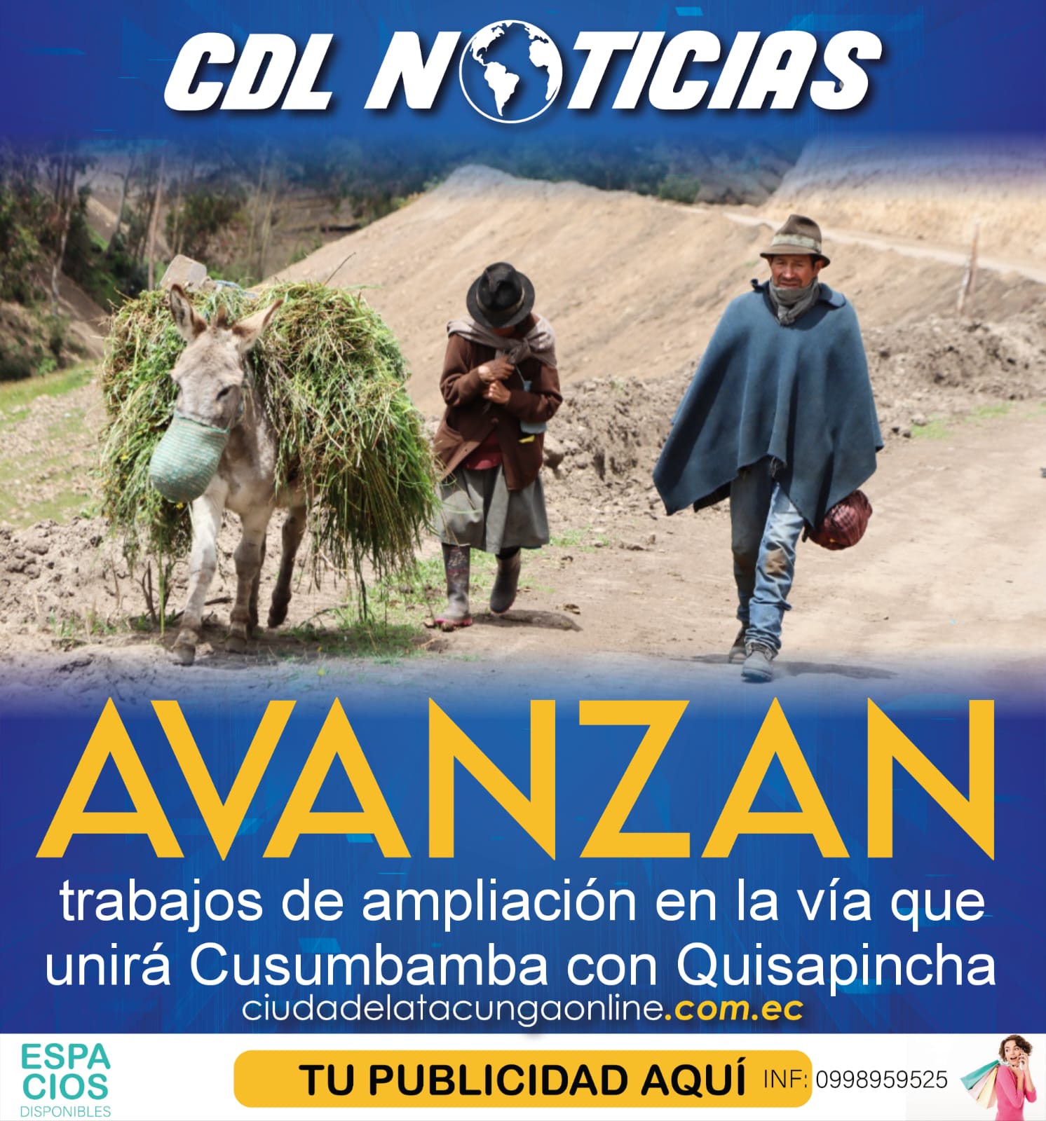 Avanzan trabajos de ampliación en la vía que unirá Cusumbamba con Quisapincha