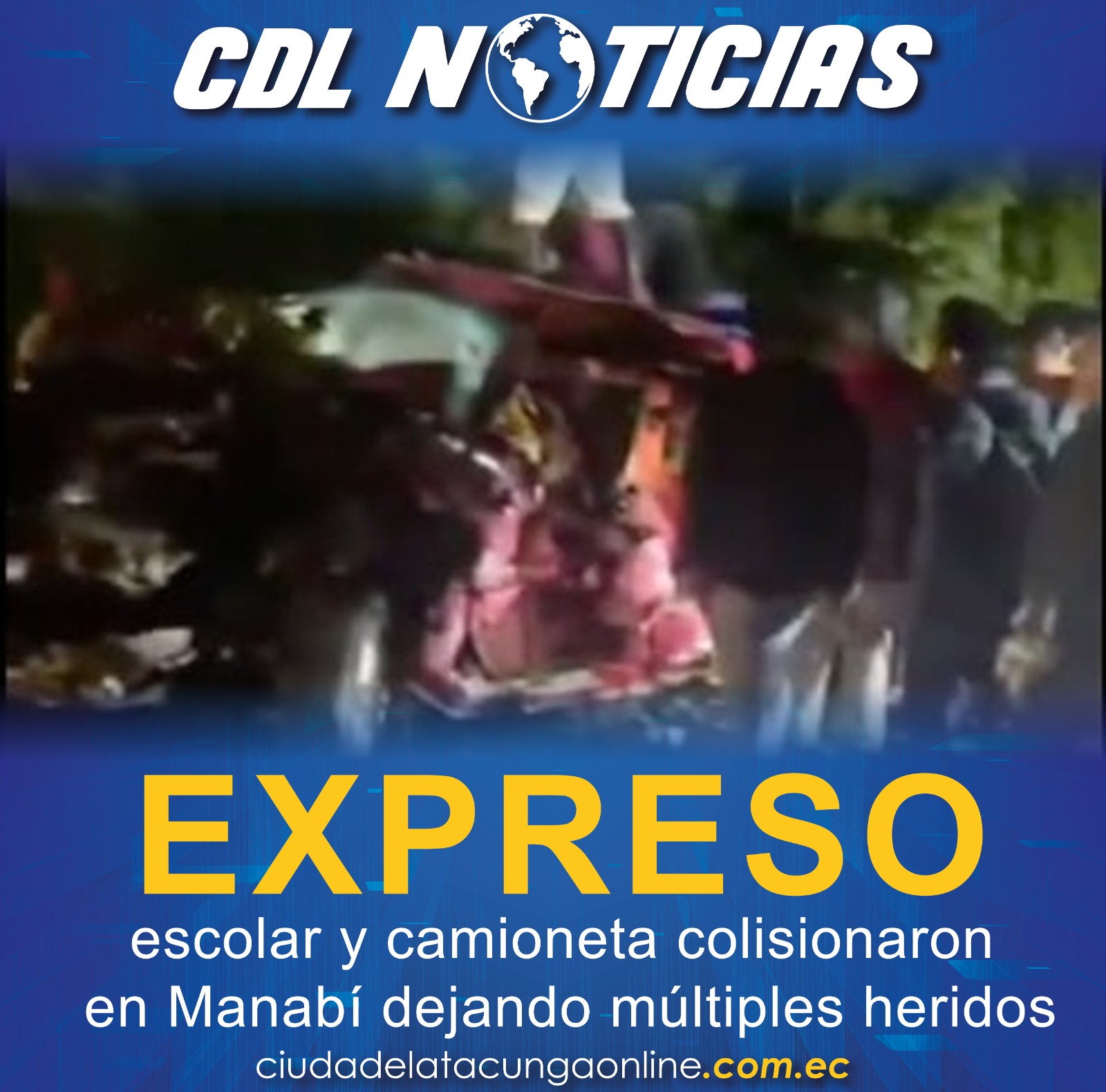 Expreso escolar y camioneta colisionaron en Manabí dejando múltiples heridos