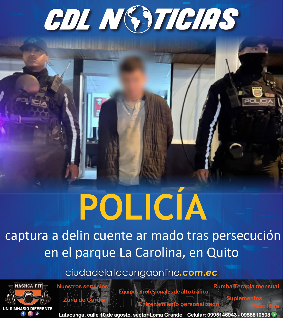 Policía captura a delincuente armado tras persecución en el parque La Carolina, en Quito