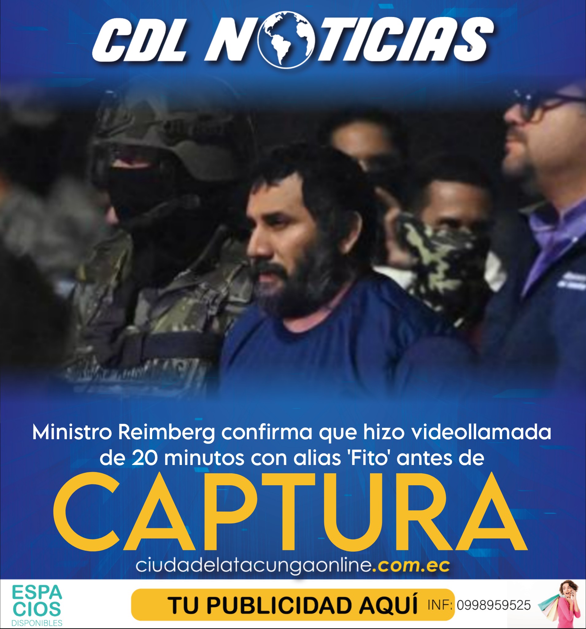 Ministro Reimberg confirma que hizo videollamada de 20 minutos con alias ‘Fito’ antes de captura