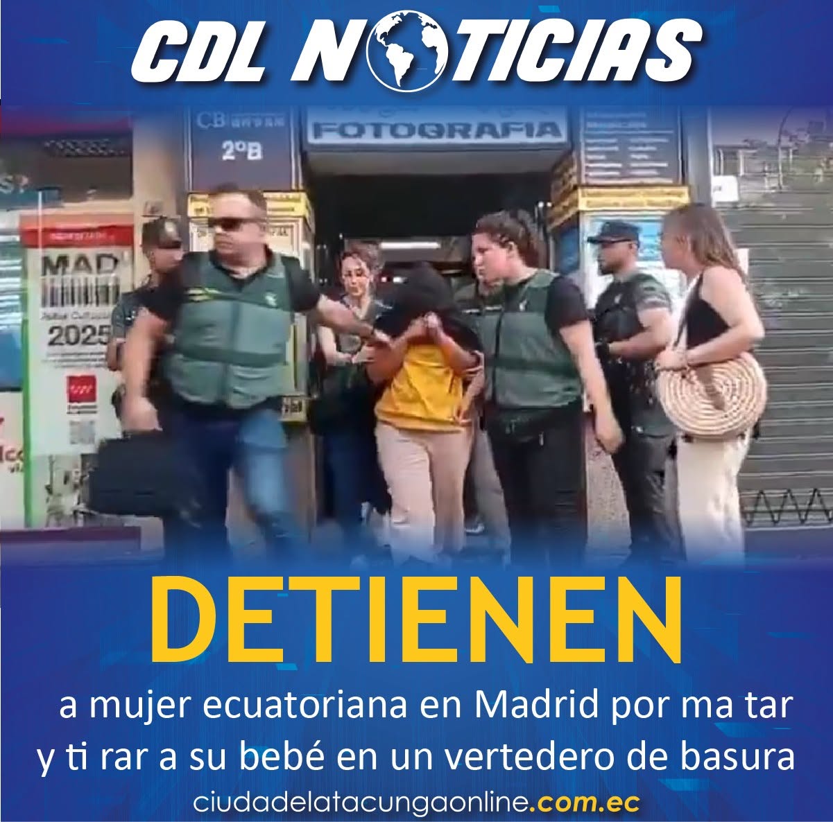 Detienen a mujer ecuatoriana en Madrid por matar y tirar a su bebé en un vertedero de basura