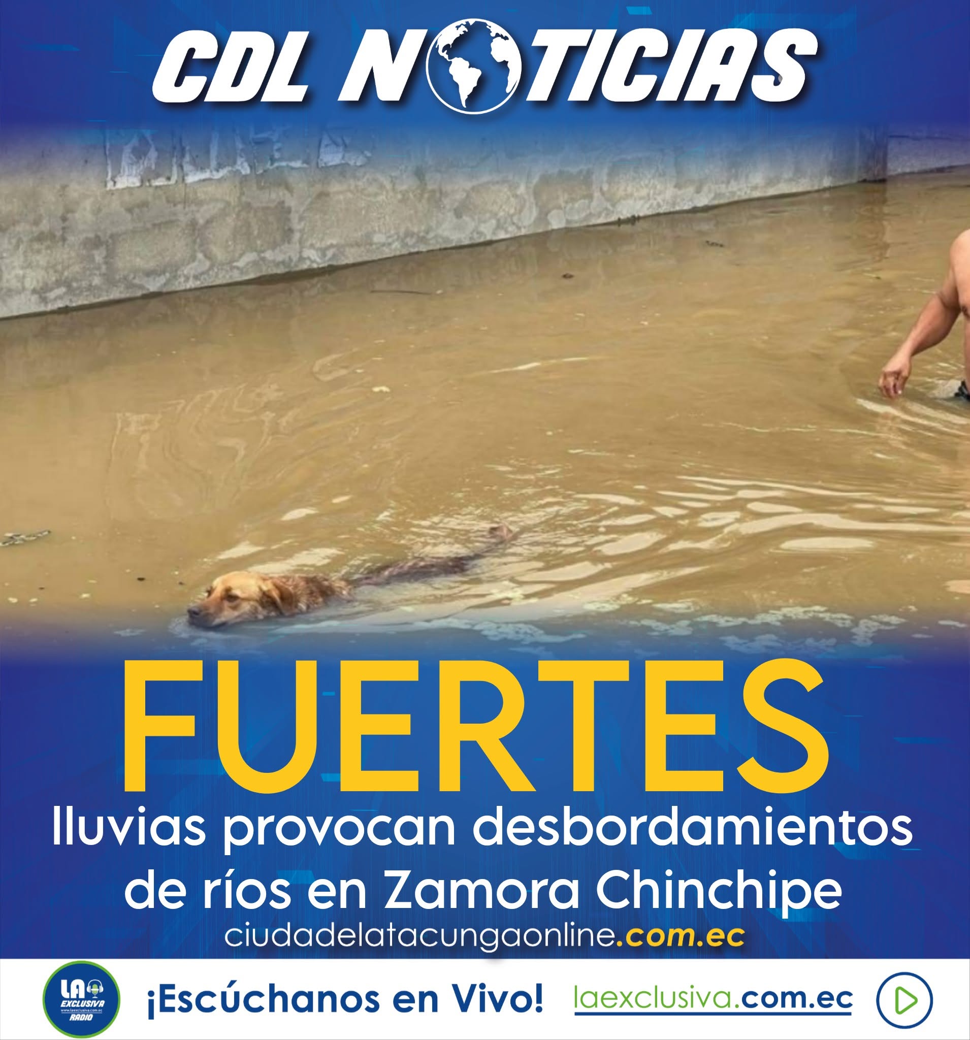 Fuertes lluvias provocan desbordamientos de ríos en Zamora Chinchipe