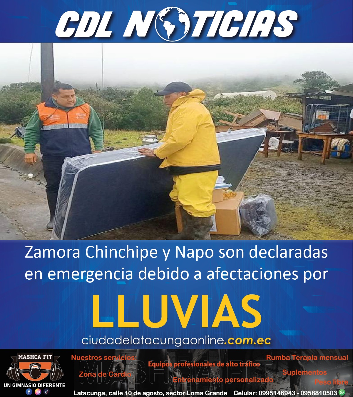 Zamora Chinchipe y Napo son declaradas en emergencia debido a afectaciones por lluvias