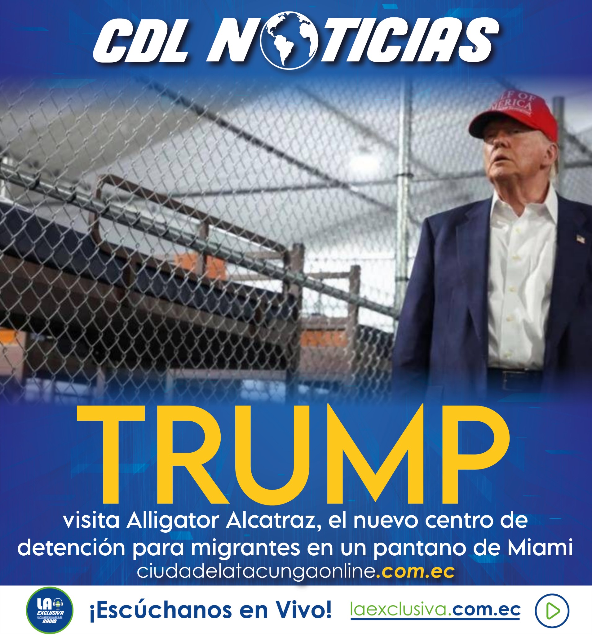 «Vamos a enseñarles cómo huir de un caimán si se escapan»: Trump visita Alligator Alcatraz, el nuevo centro de detención para migrantes en un pantano de Miami
