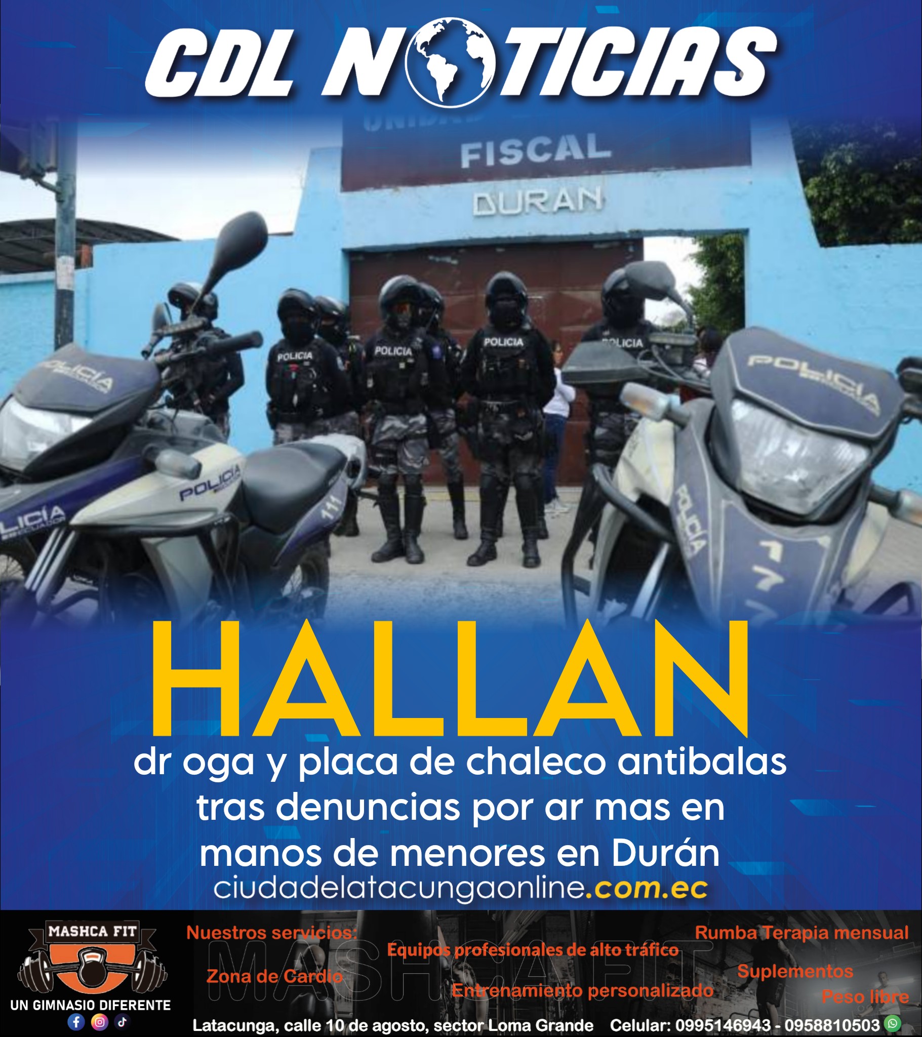 Hallan dr oga y placa de chaleco antibalas tras denuncias por ar mas en manos de menores en Durán