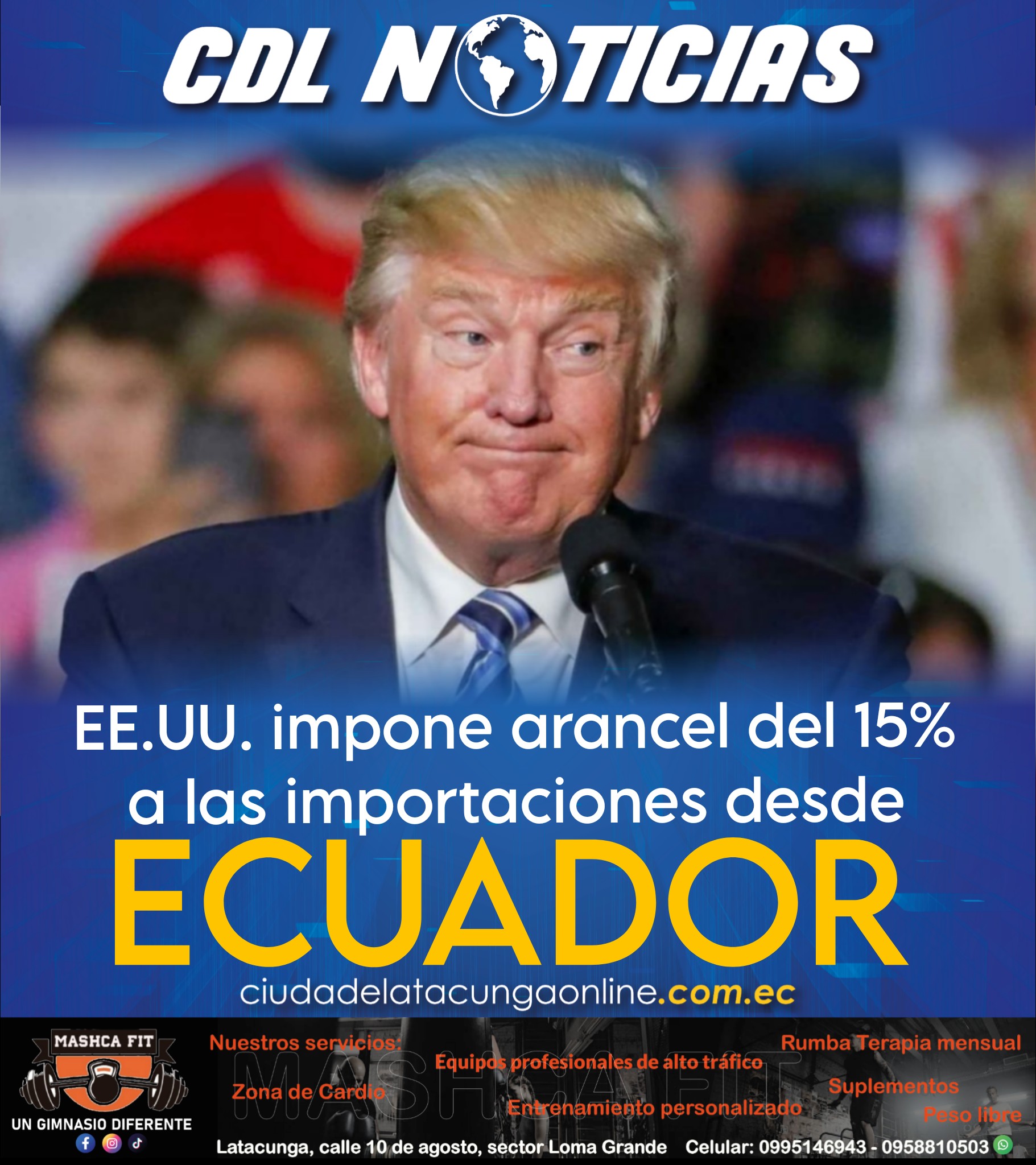 EE.UU. impone arancel del 15% a las importaciones desde Ecuador