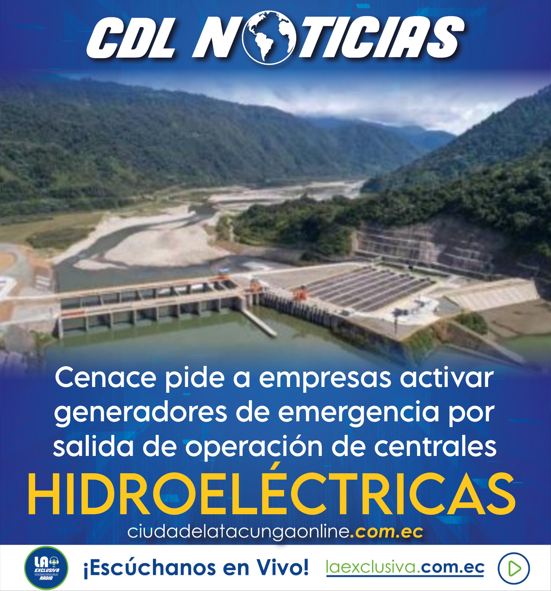 Cenace pide a empresas activar generadores de emergencia por salida de operación de centrales hidroeléctrica