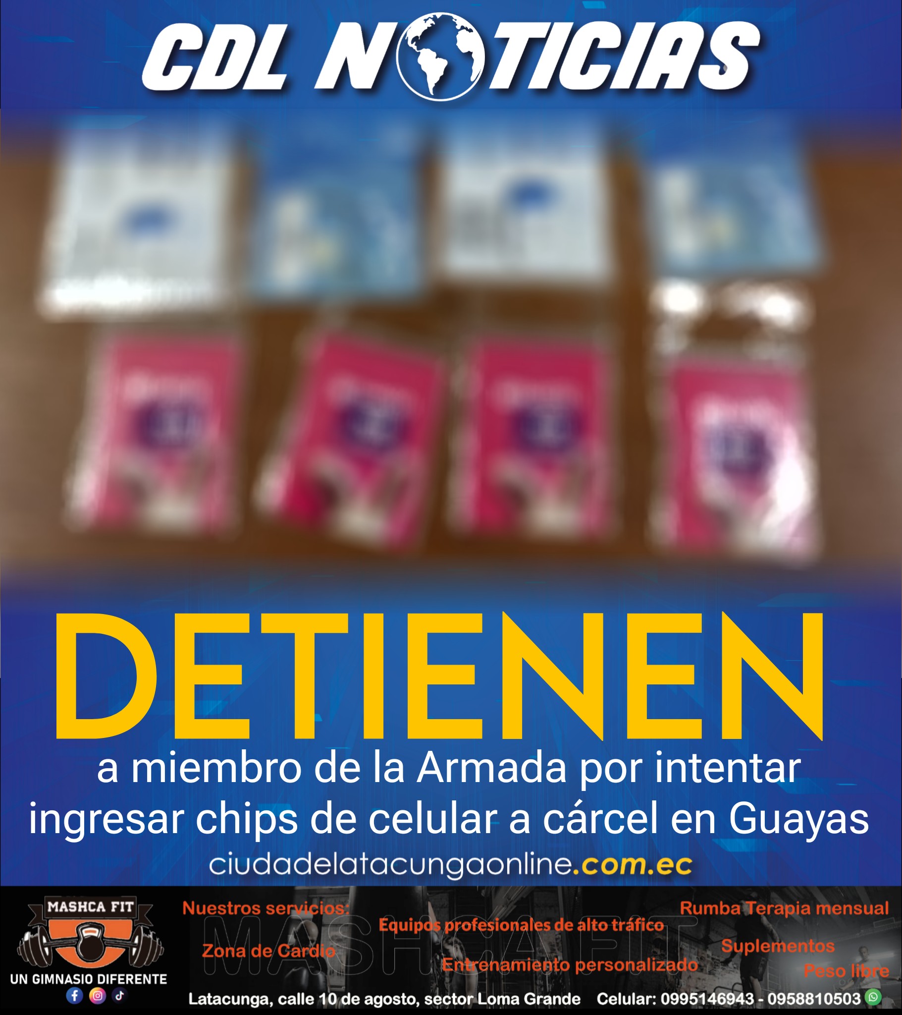 Detienen a miembro de la Armada por intentar ingresar chips de celular a cárcel en Guayas