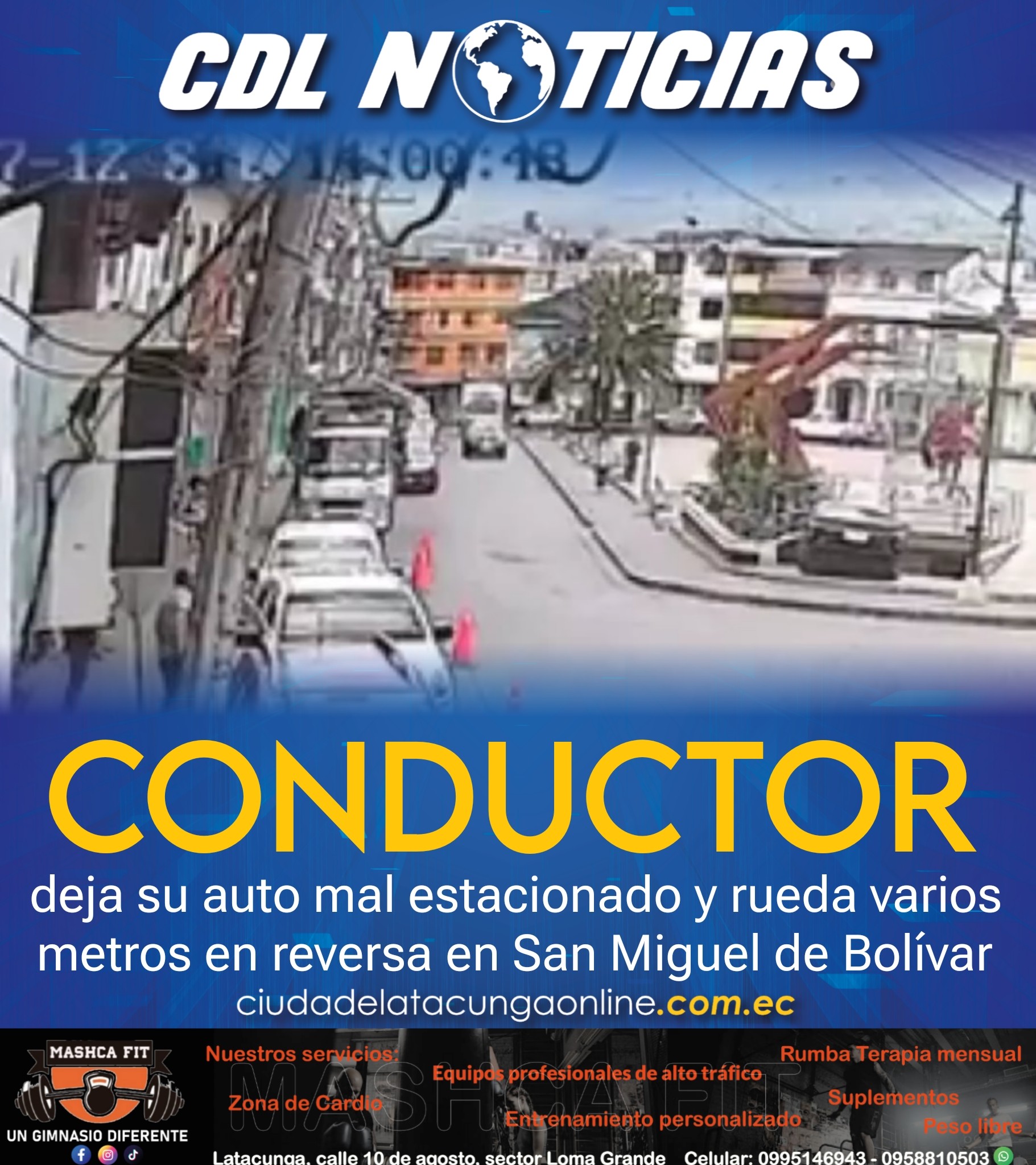 Conductor deja su auto mal estacionado y rueda varios metros en reversa en San Miguel de Bolívar