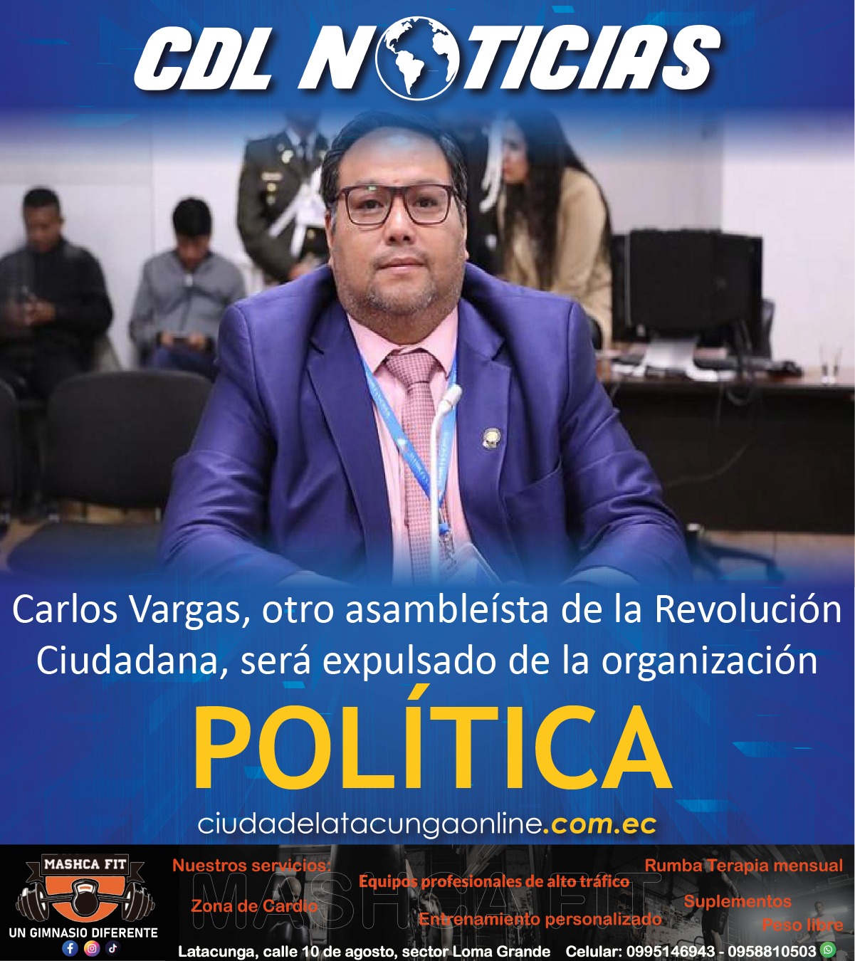Carlos Vargas, otro asambleísta de la Revolución Ciudadana, será expulsado de la organización política