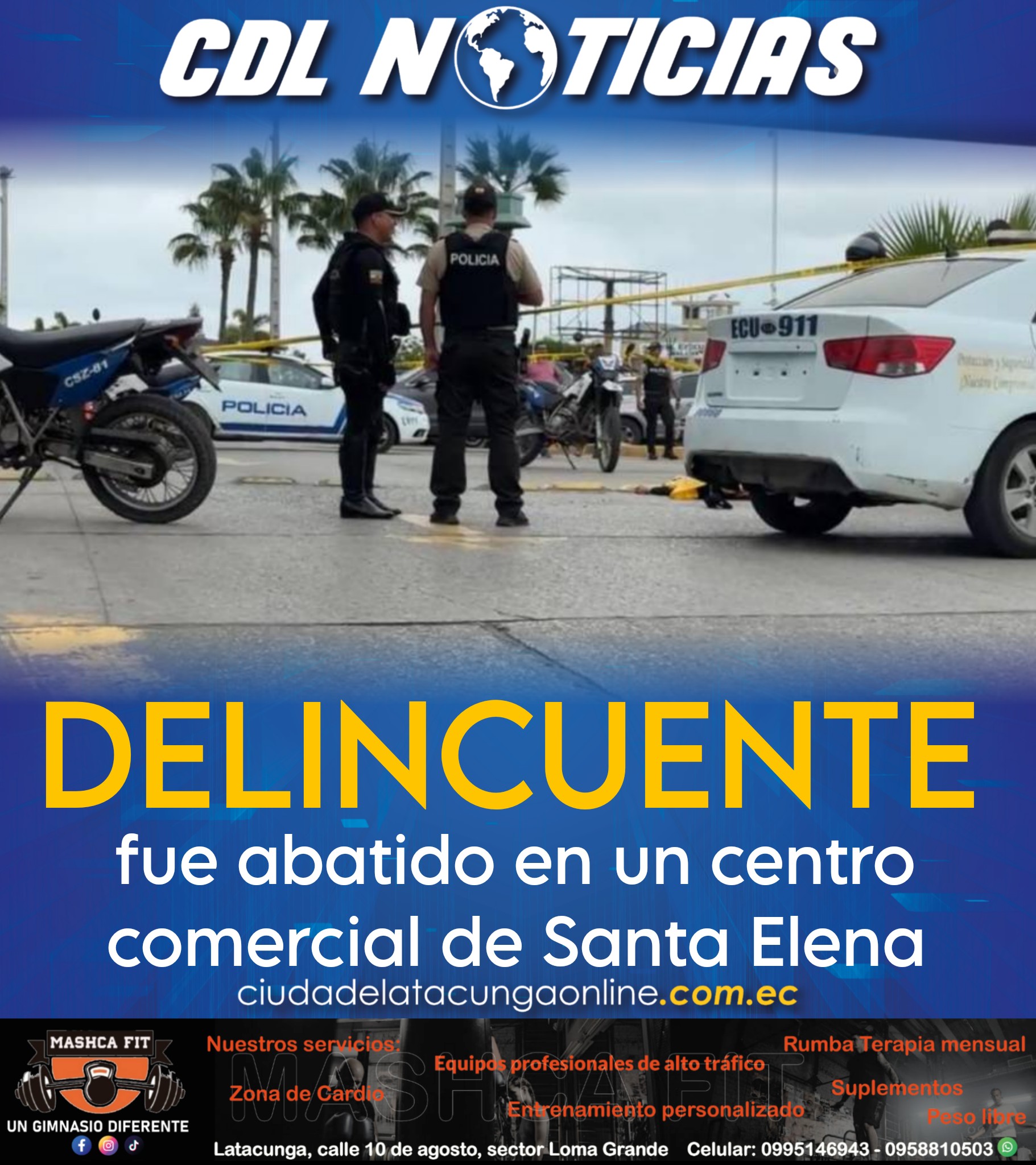 Un delincuente fue abatido en un centro comercial de Santa Elena