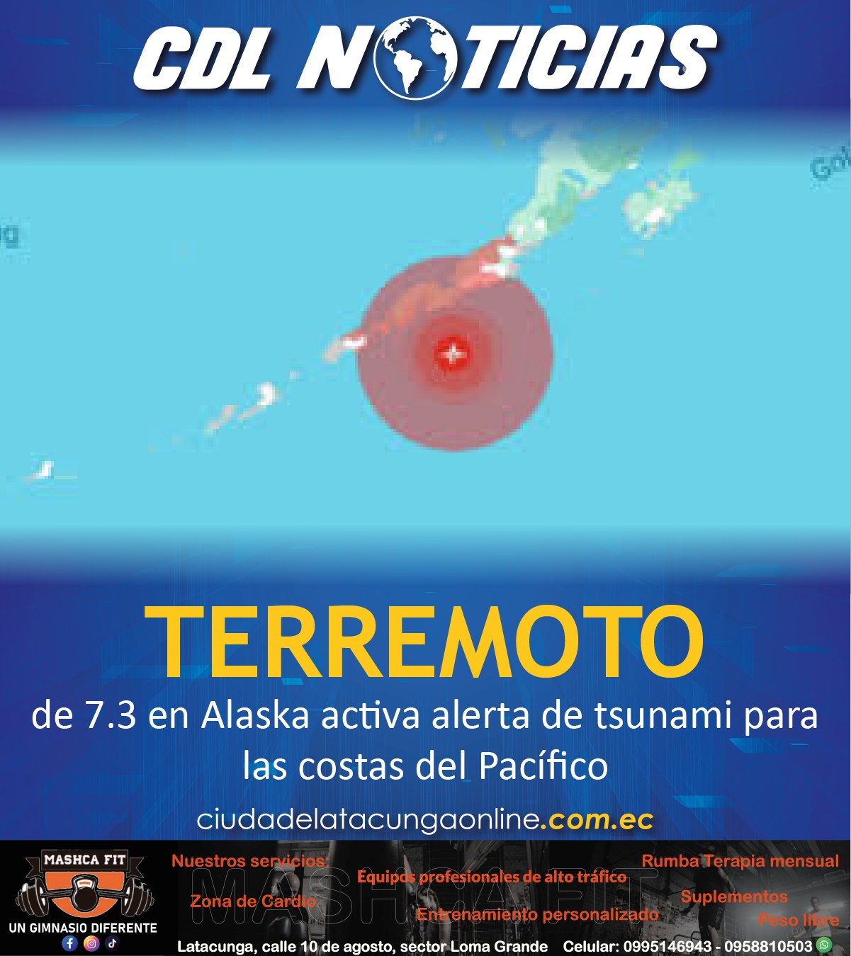 Terremoto de 7.3 en Alaska activa alerta de tsunami para las costas del Pacífico
