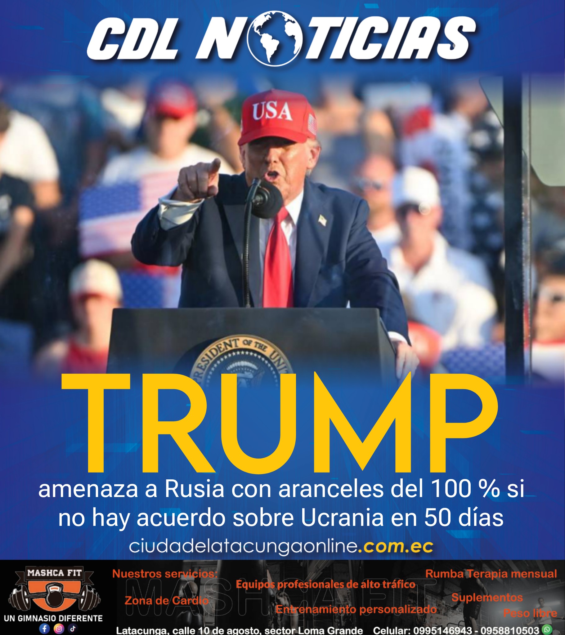 Trump amenaza a Rusia con aranceles del 100 % si no hay acuerdo sobre Ucrania en 50 días