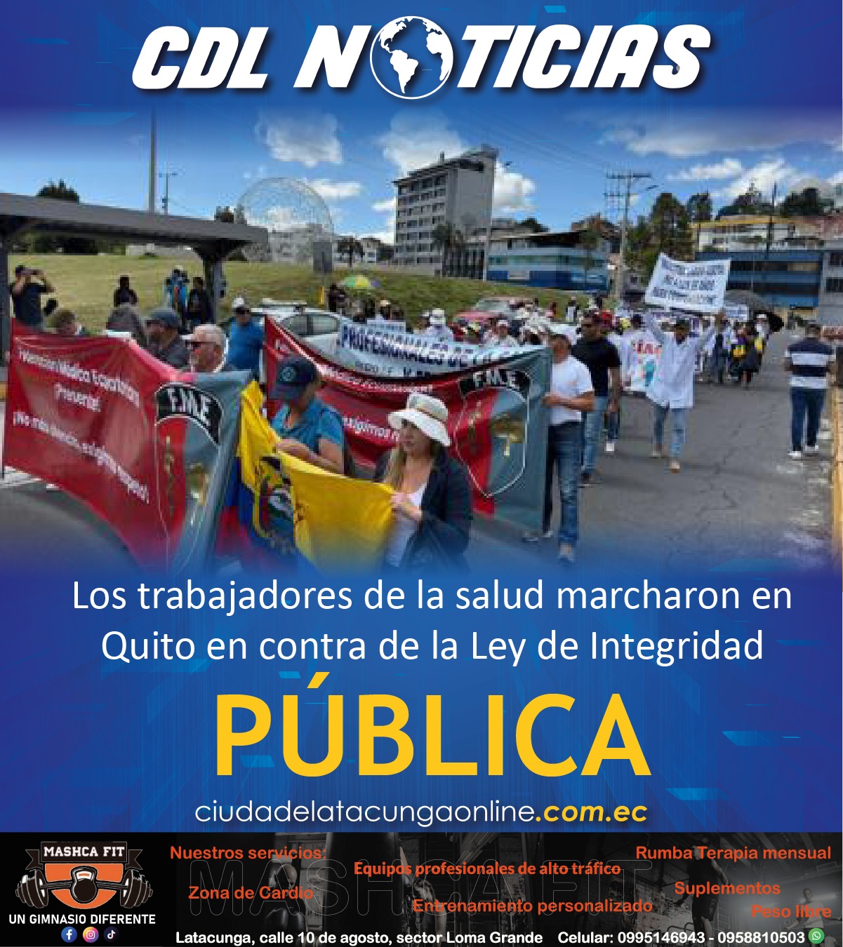 Los trabajadores de la salud marcharon en Quito en contra de la Ley de Integridad Pública