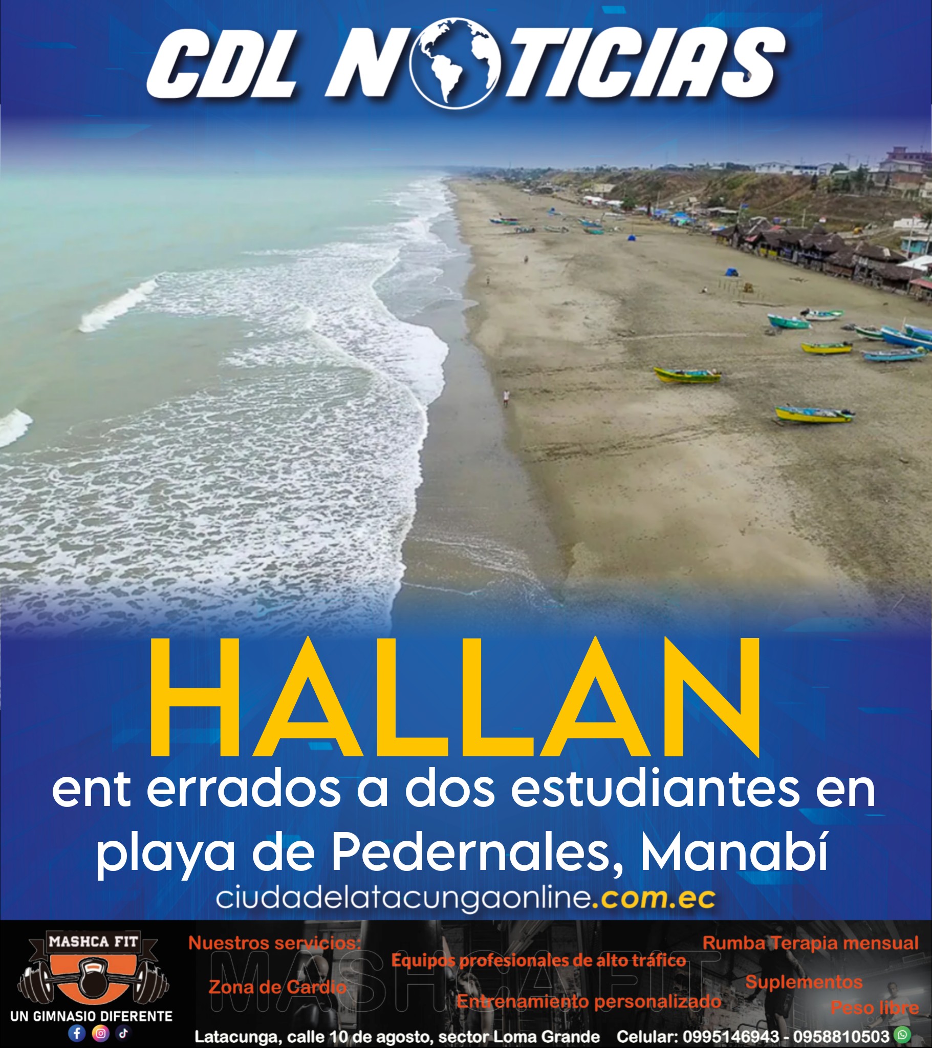 Hallan ent errados a dos estudiantes en playa de Pedernales, Manabí