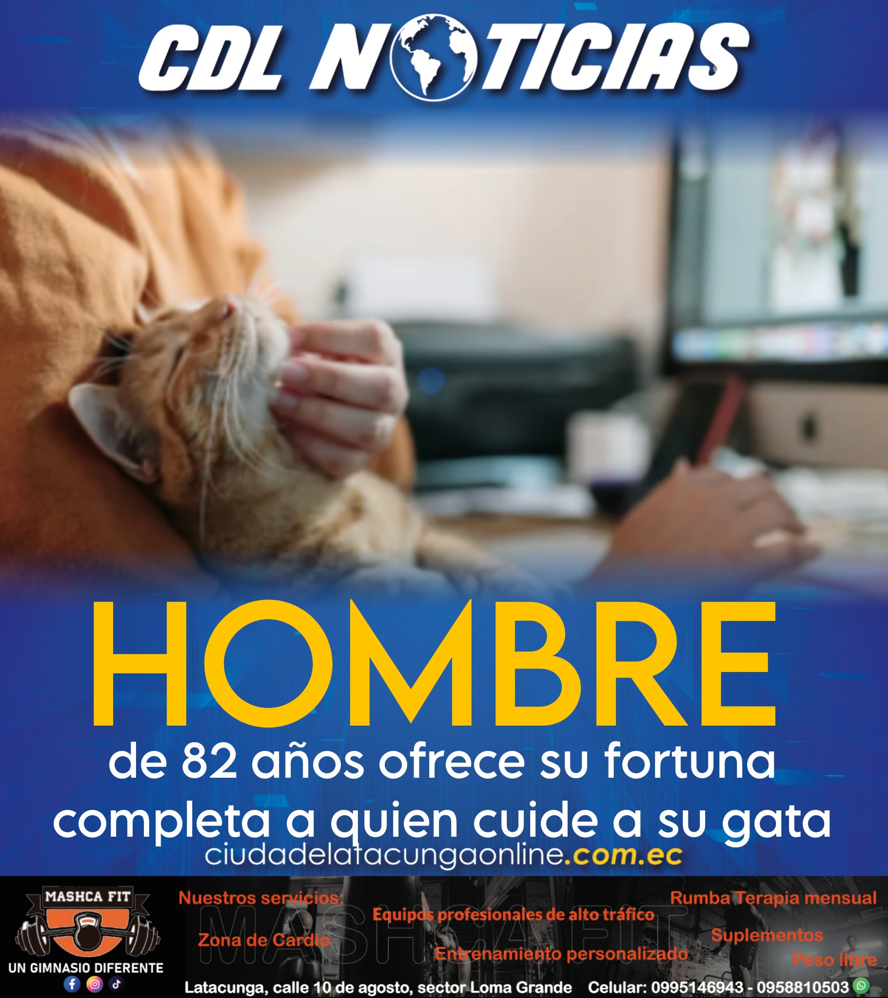 Hombre de 82 años ofrece su fortuna completa a quien cuide a su gata