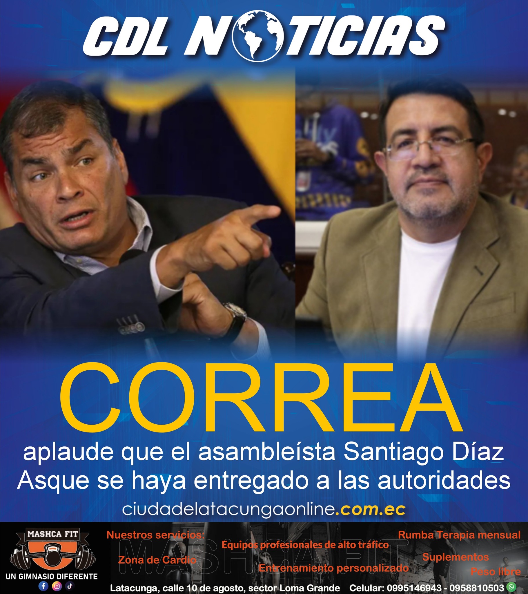 Rafael Correa aplaude que el asambleísta Santiago Díaz Asque se haya entregado a las autoridades
