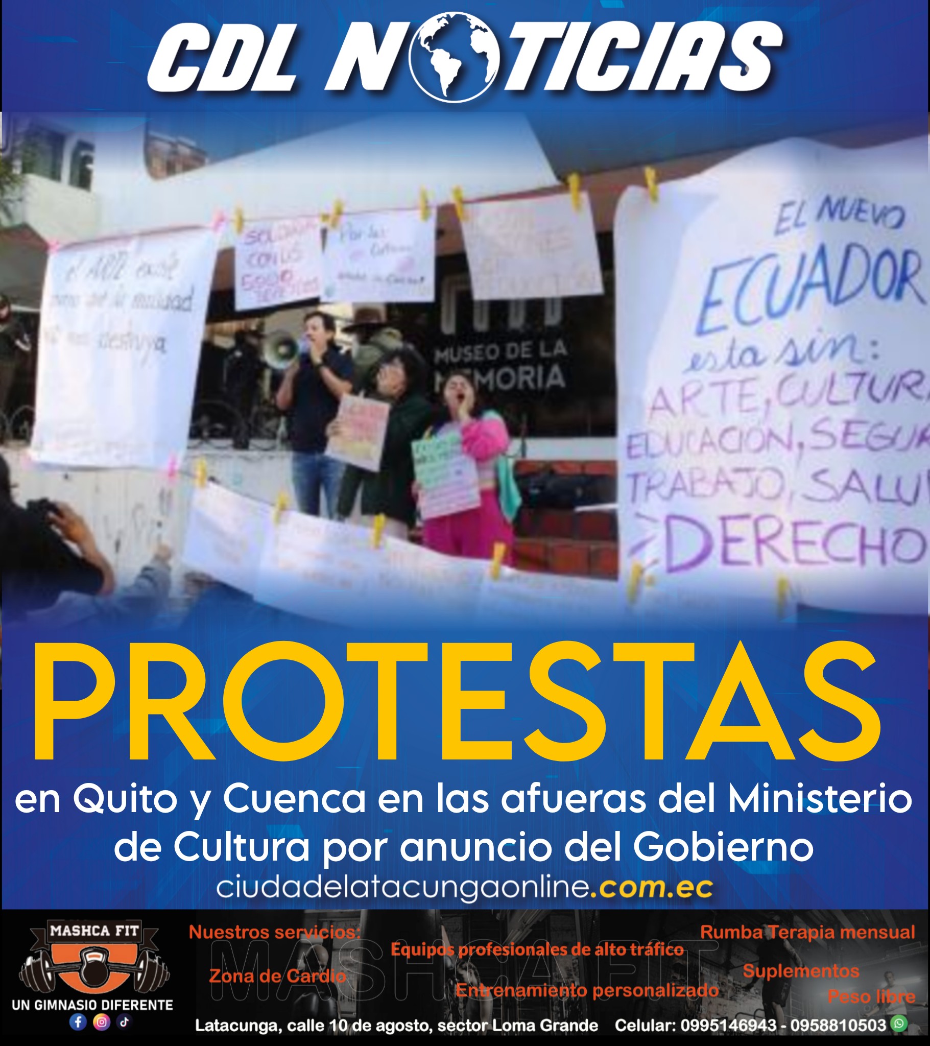 Protestas en Quito y Cuenca en las afueras del Ministerio de Cultura por anuncio del Gobierno