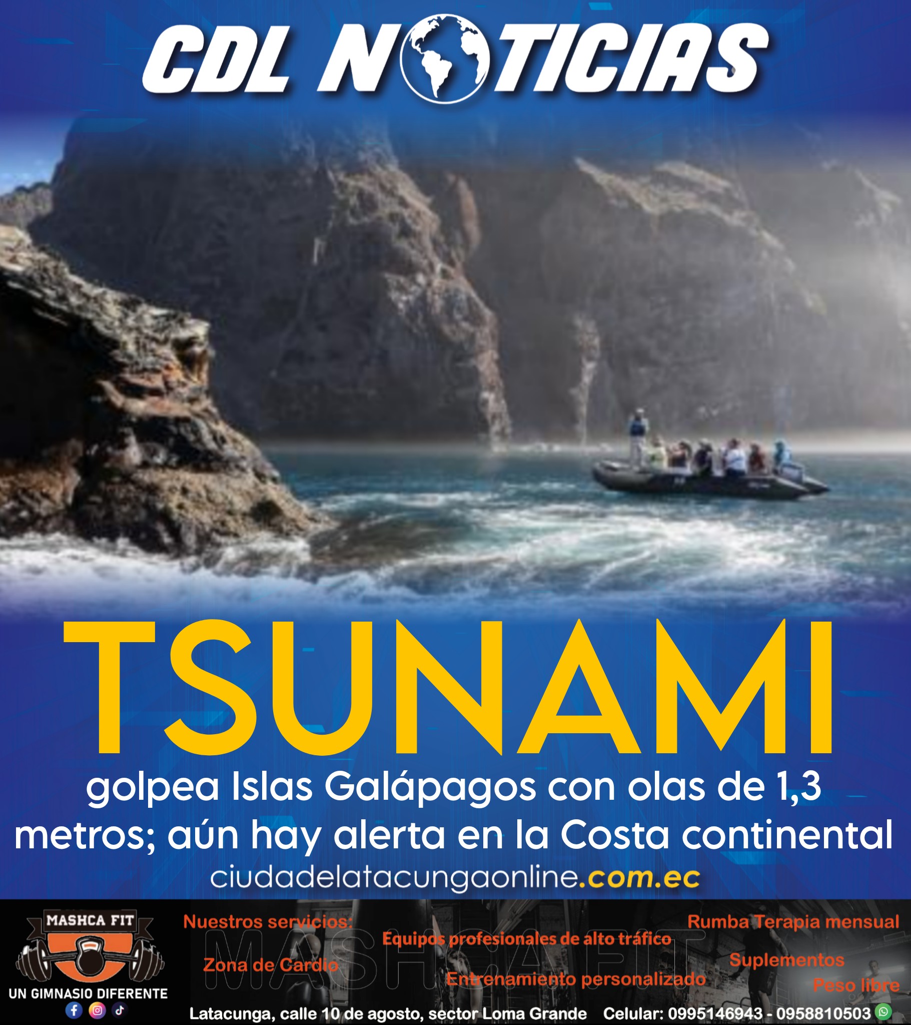 Tsunami golpea Islas Galápagos con olas de 1,3 metros; aún hay alerta en la Costa continental
