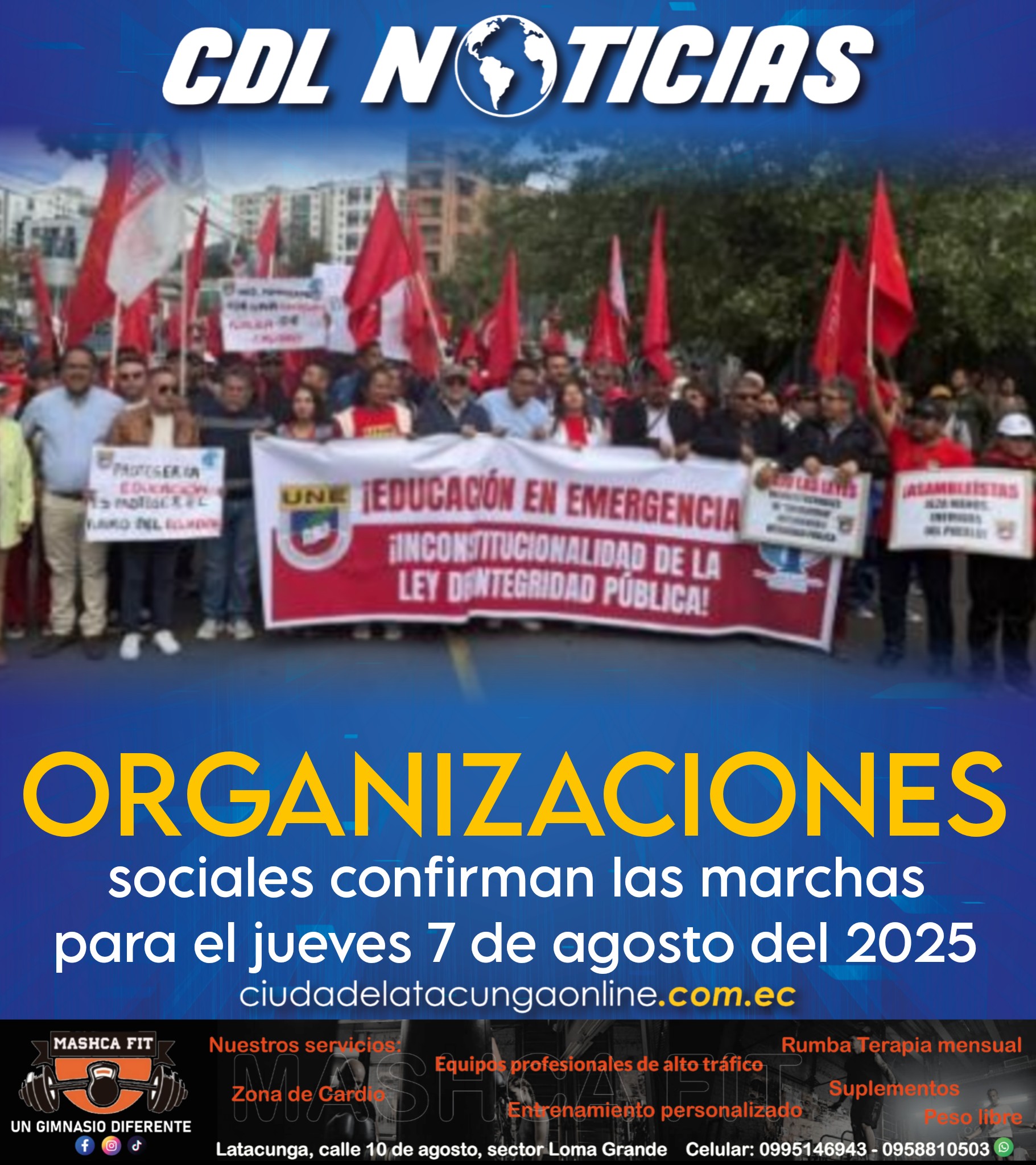 Las organizaciones sociales confirman las marchas para el jueves 7 de agosto del 2025