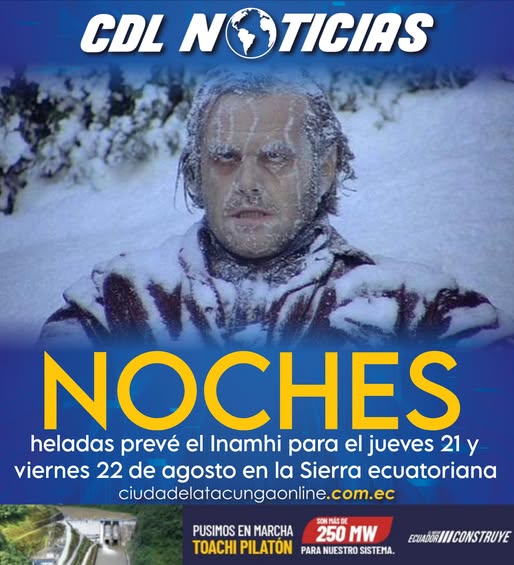 Noches heladas prevé el Inamhi para el jueves 21 y viernes 22 de agosto en la Sierra ecuatoriana