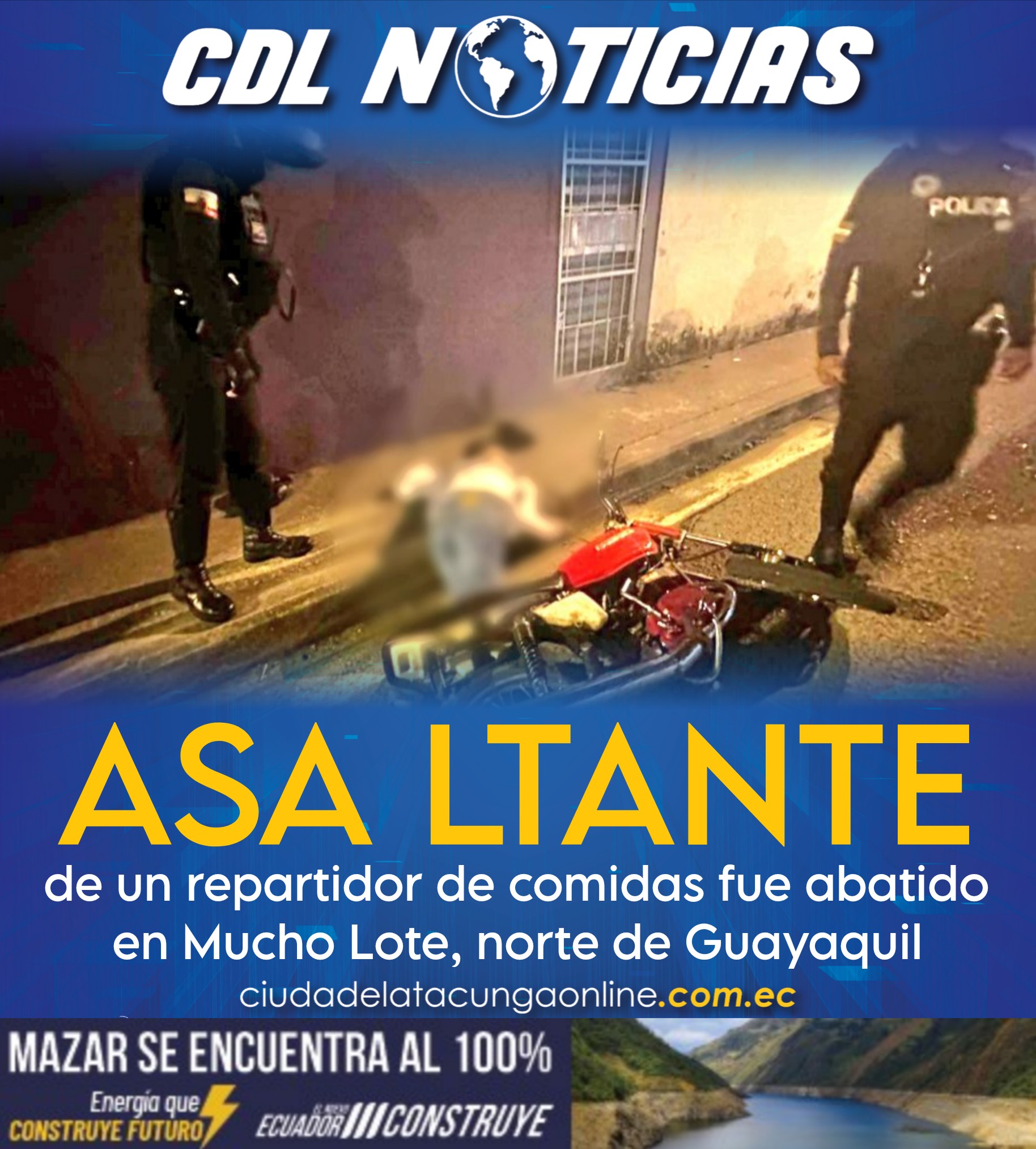 Un asaltante de un repartidor de comidas fue abatido en Mucho Lote, norte de Guayaquil