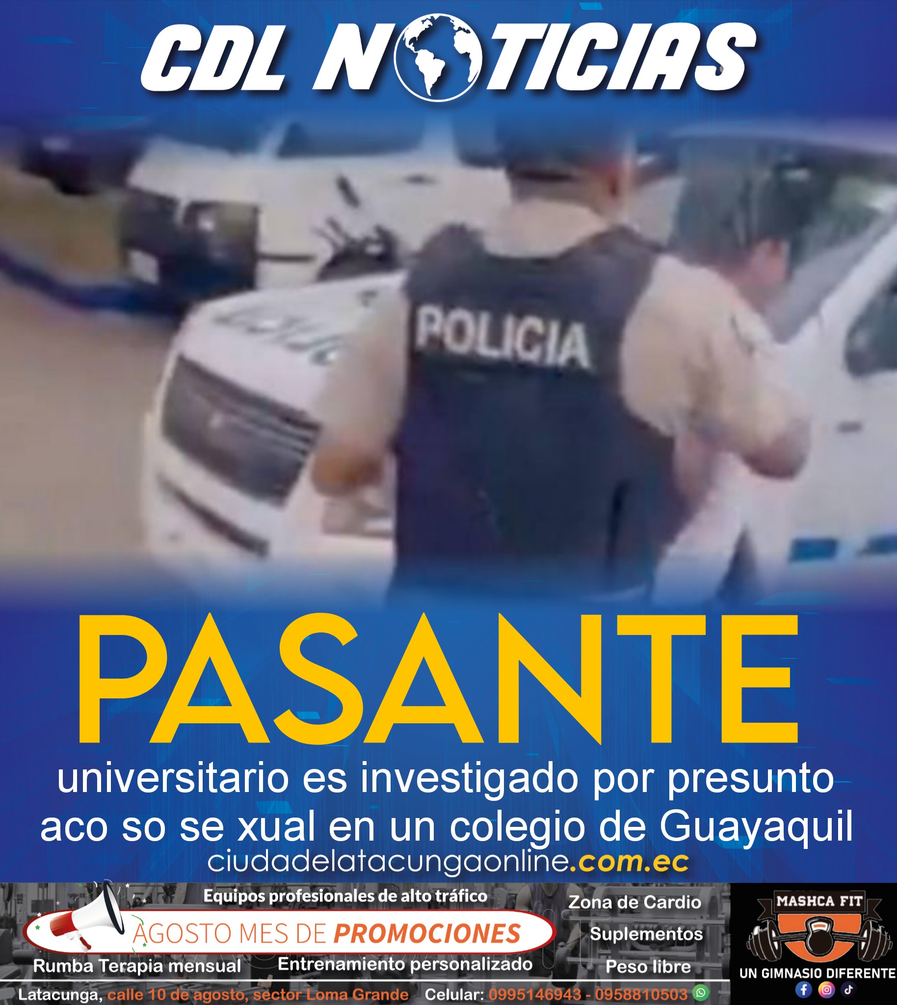 Pasante universitario es investigado por presunto aco so se xual en un colegio de Guayaquil
