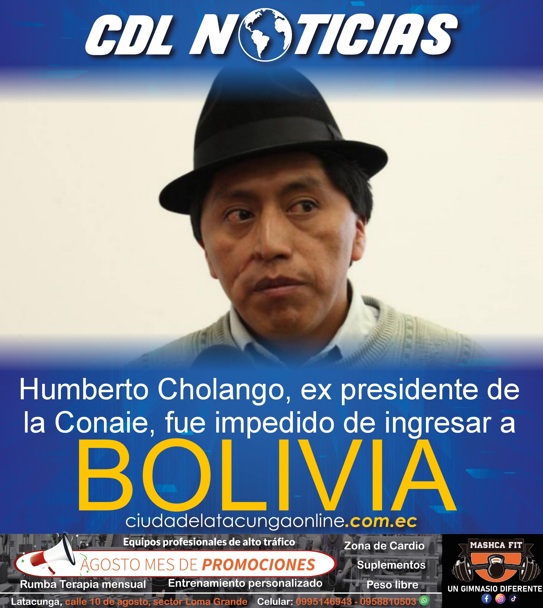 Humberto Cholango, ex presidente de la Conaie, fue impedido de ingresar a Bolivia