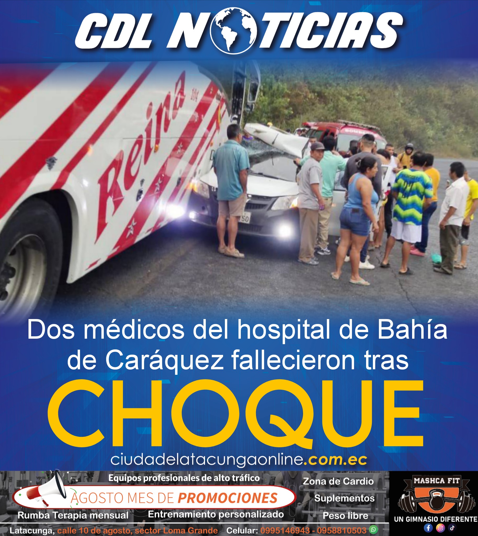 Dos médicos del hospital de Bahía de Caráquez fallecieron tras choque