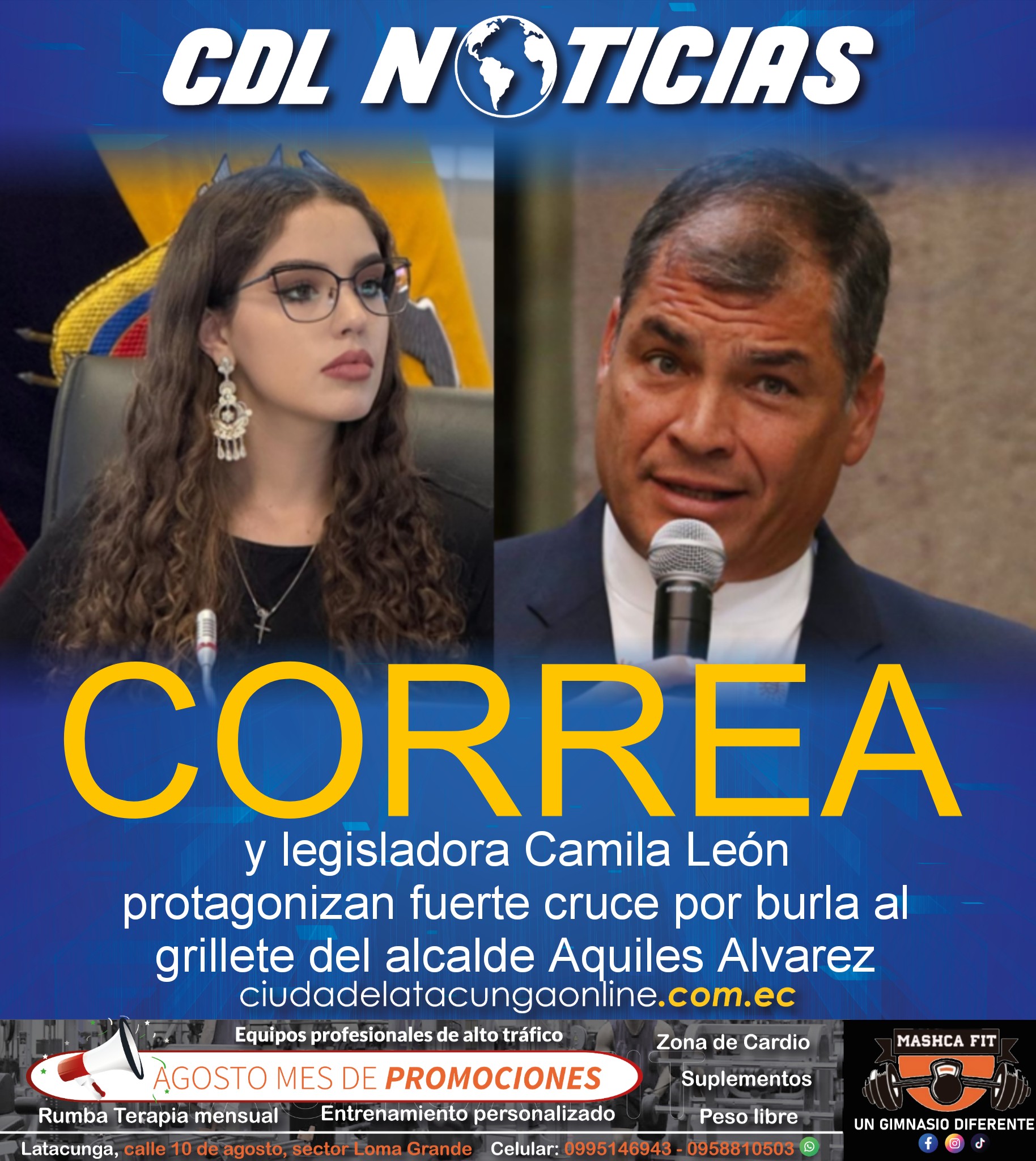Rafael Correa y legisladora Camila León protagonizan fuerte cruce por burla al grillete del alcalde Aquiles Alvarez
