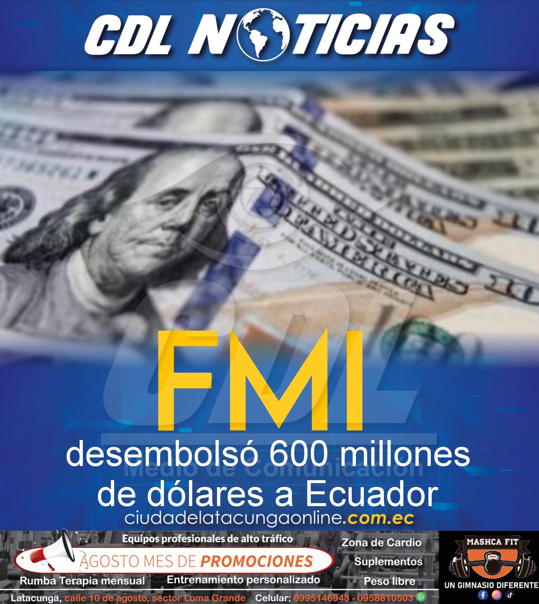 El FMI desembolsó 600 millones de dólares a Ecuador