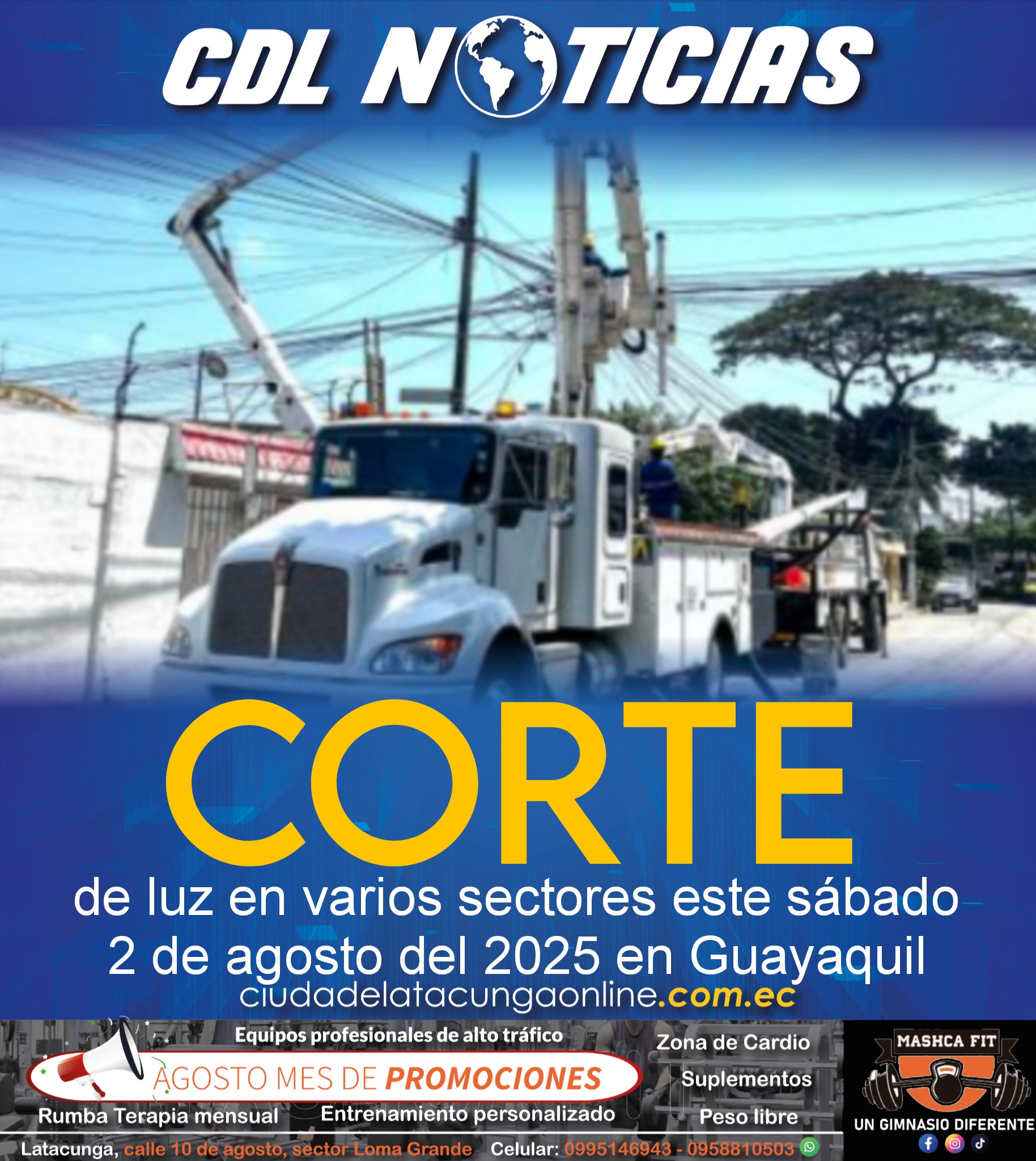 Corte de luz en varios sectores este sábado 2 de agosto del 2025 en Guayaquil