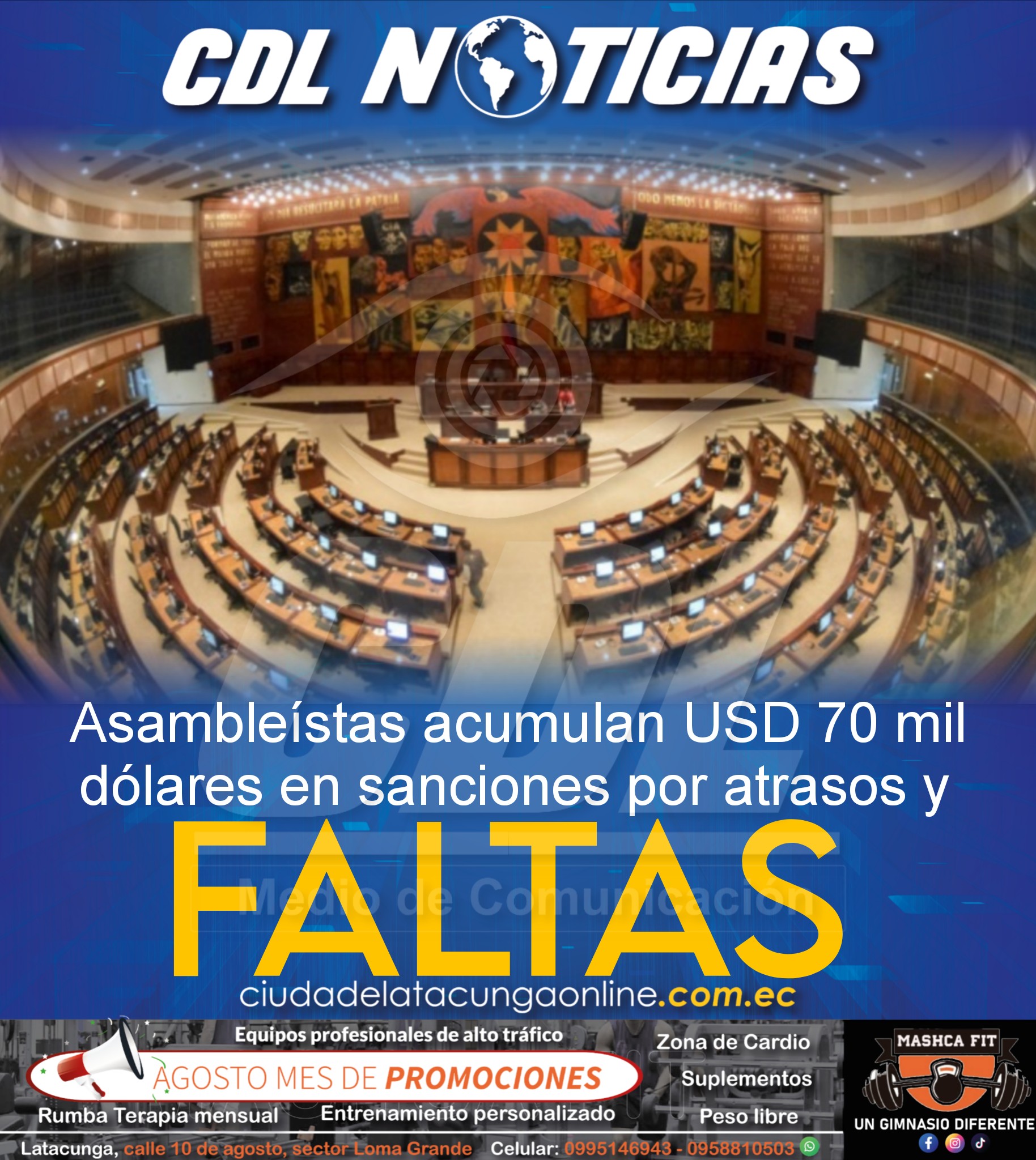 Los asambleístas acumulan USD 70 mil en sanciones por atrasos y faltas