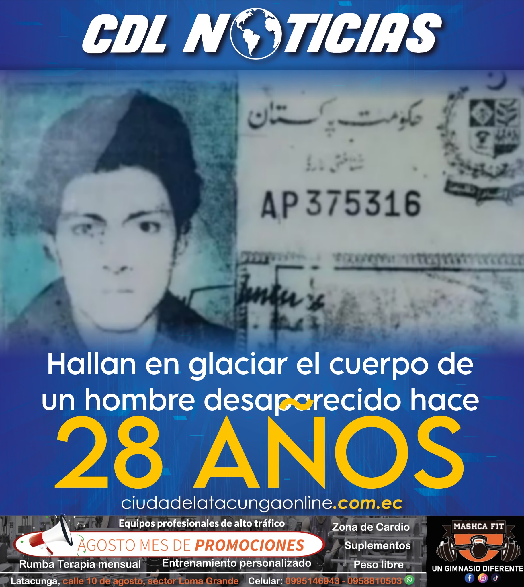 Hallan en glaciar el cuerpo de un hombre desaparecido hace 28 años