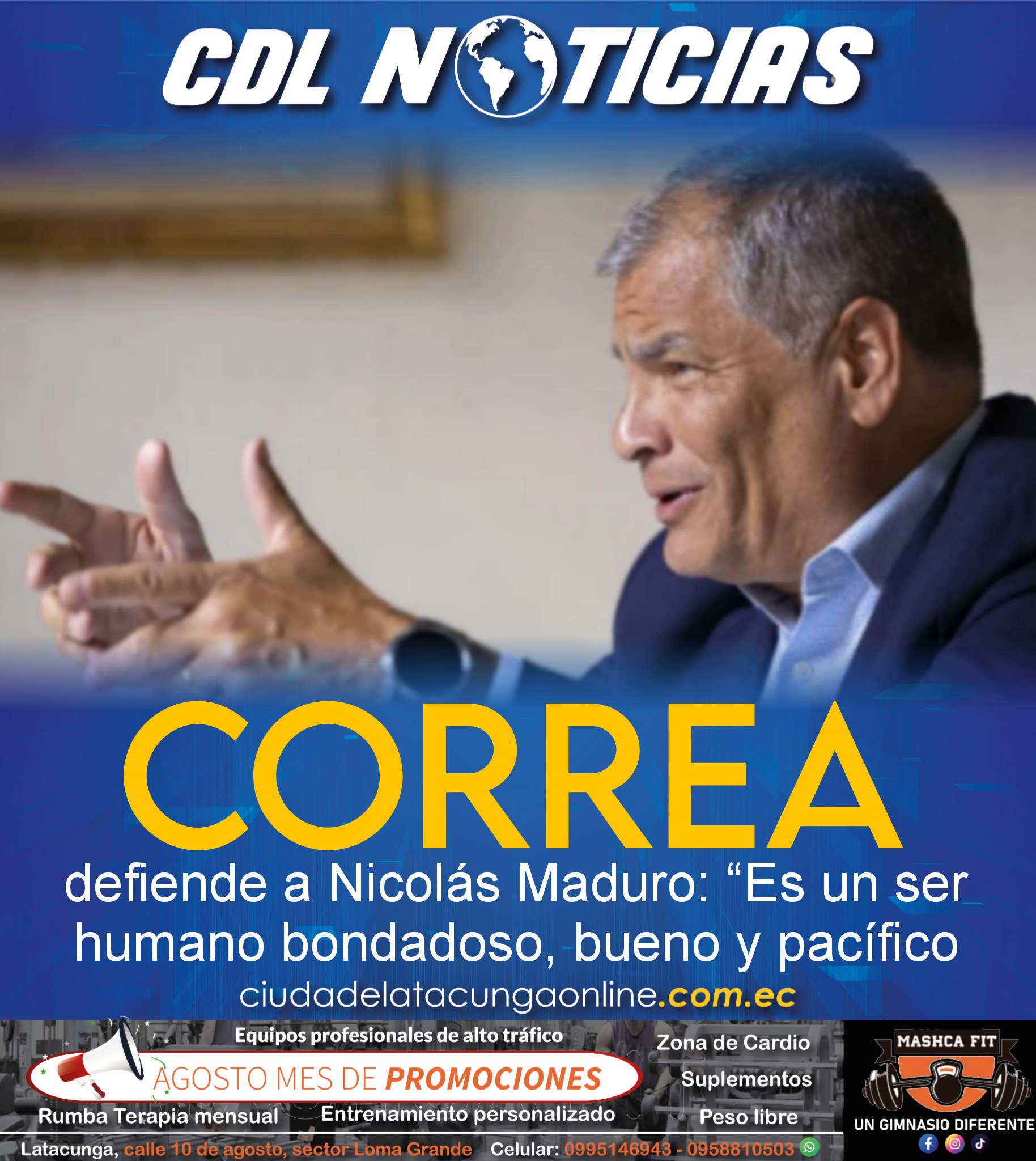 Rafael Correa defiende a Nicolás Maduro: “Es un ser humano bondadoso, bueno y pacífico”
