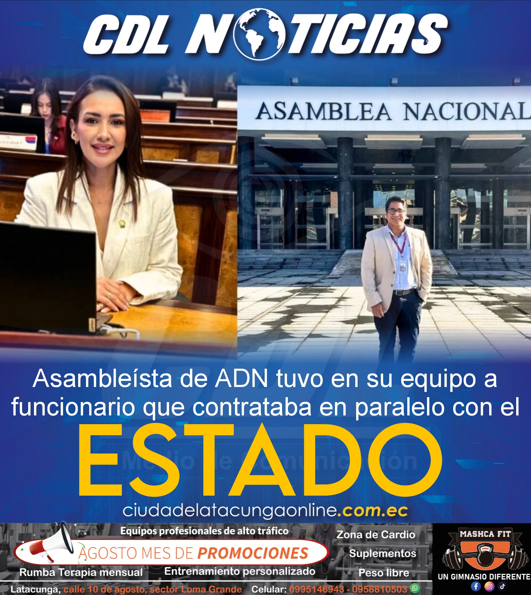 Asambleísta de ADN tuvo en su equipo a funcionario que contrataba en paralelo con el Estado